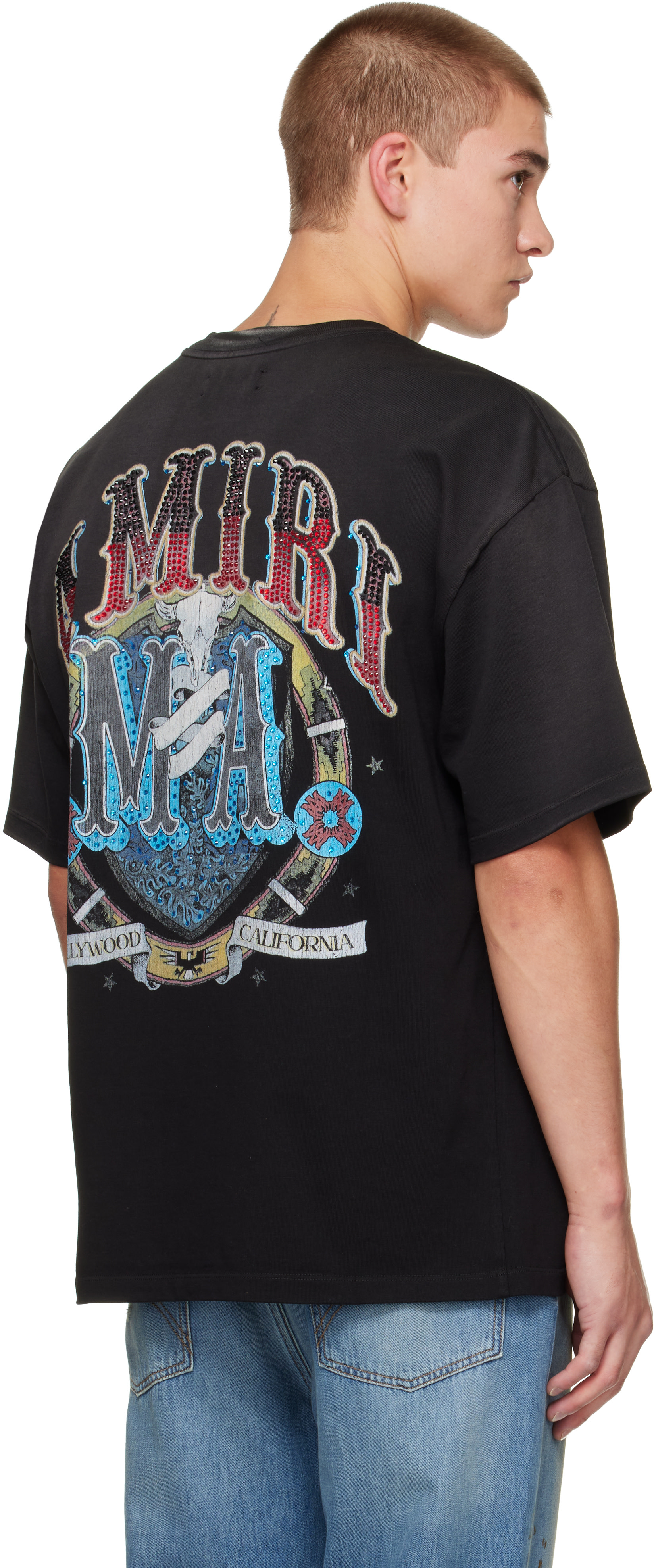 AMIRI: ブラック Crystal 'Amiri' Hollywood Tシャツ | SSENSE 日本