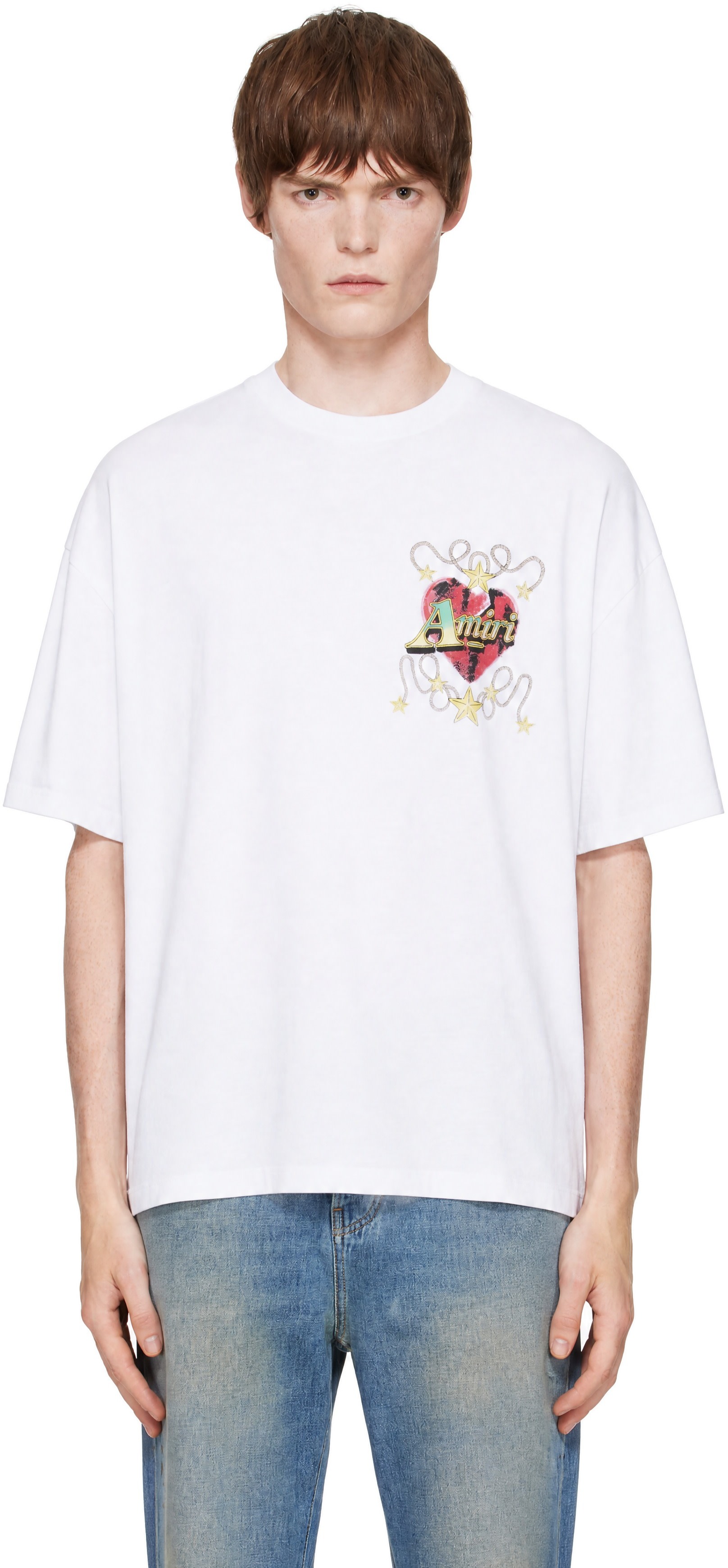AMIRI: White 'AMIRI Heart' Oversized T-shirt | SSENSE