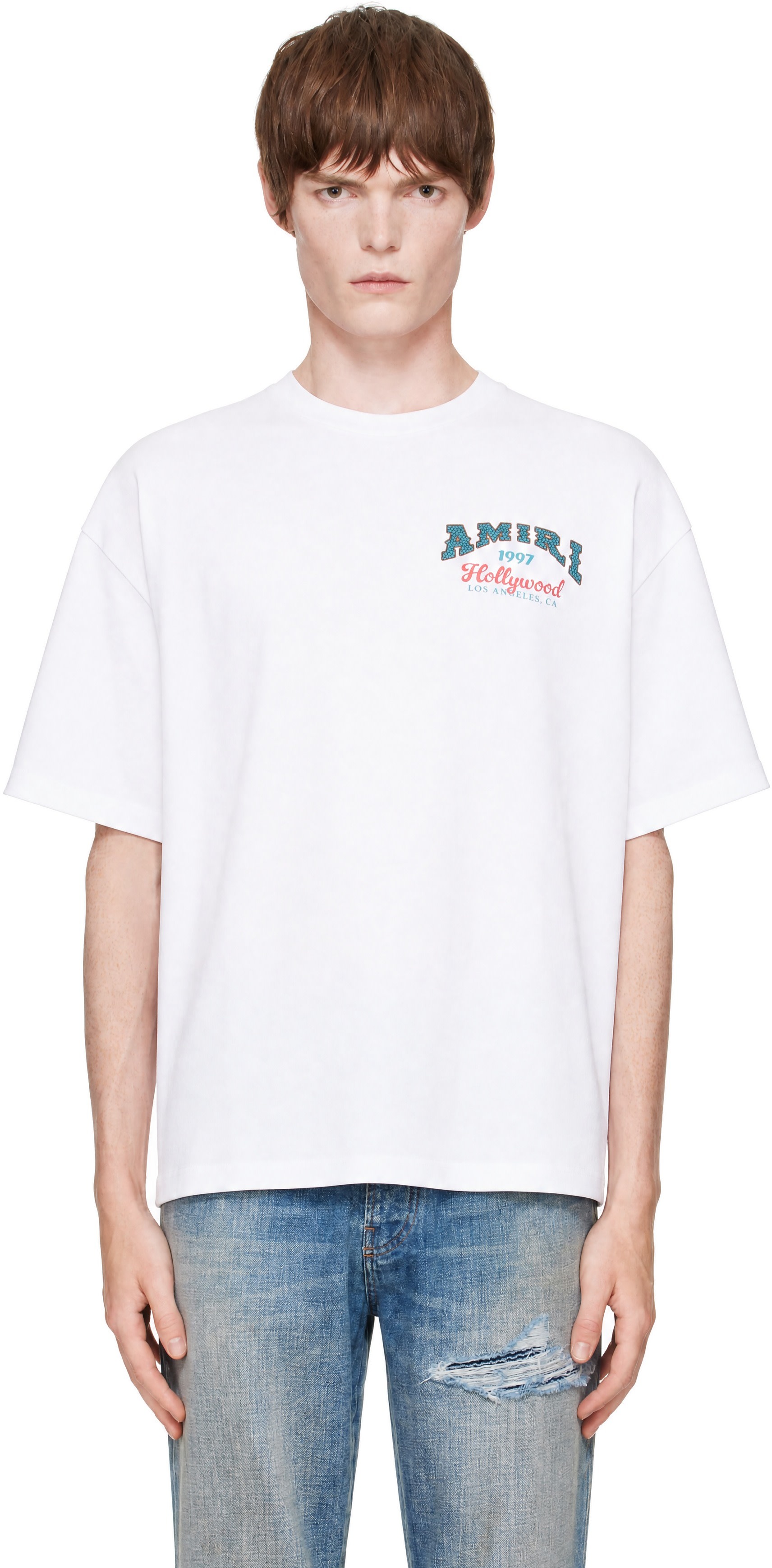 AMIRI: White 'AMIRI Hollywood' Oversized T-shirt | SSENSE