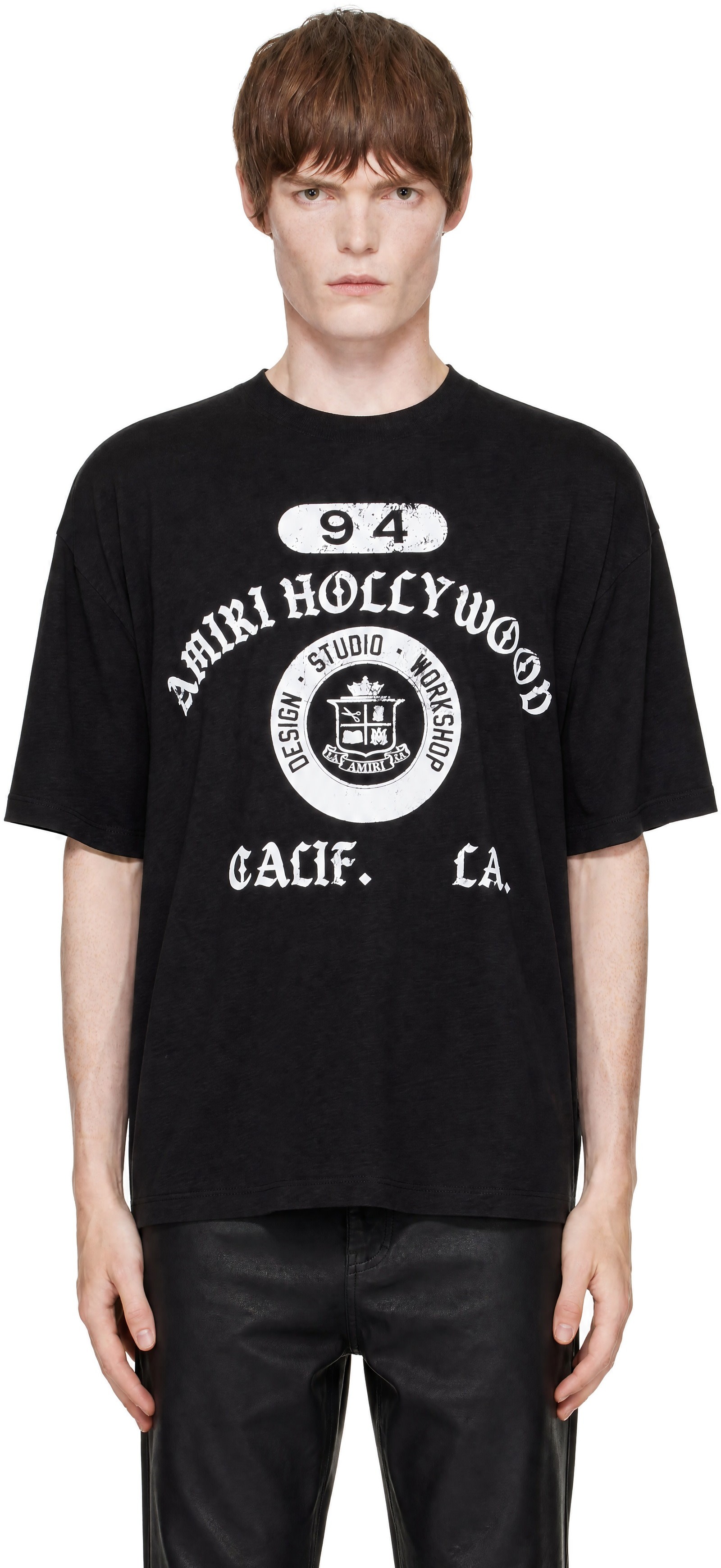 AMIRI tシャツ ブラック AMIRI: ブラック 'AMIRI' Collegiate ボックス Tシャツ | SSENSE 日本