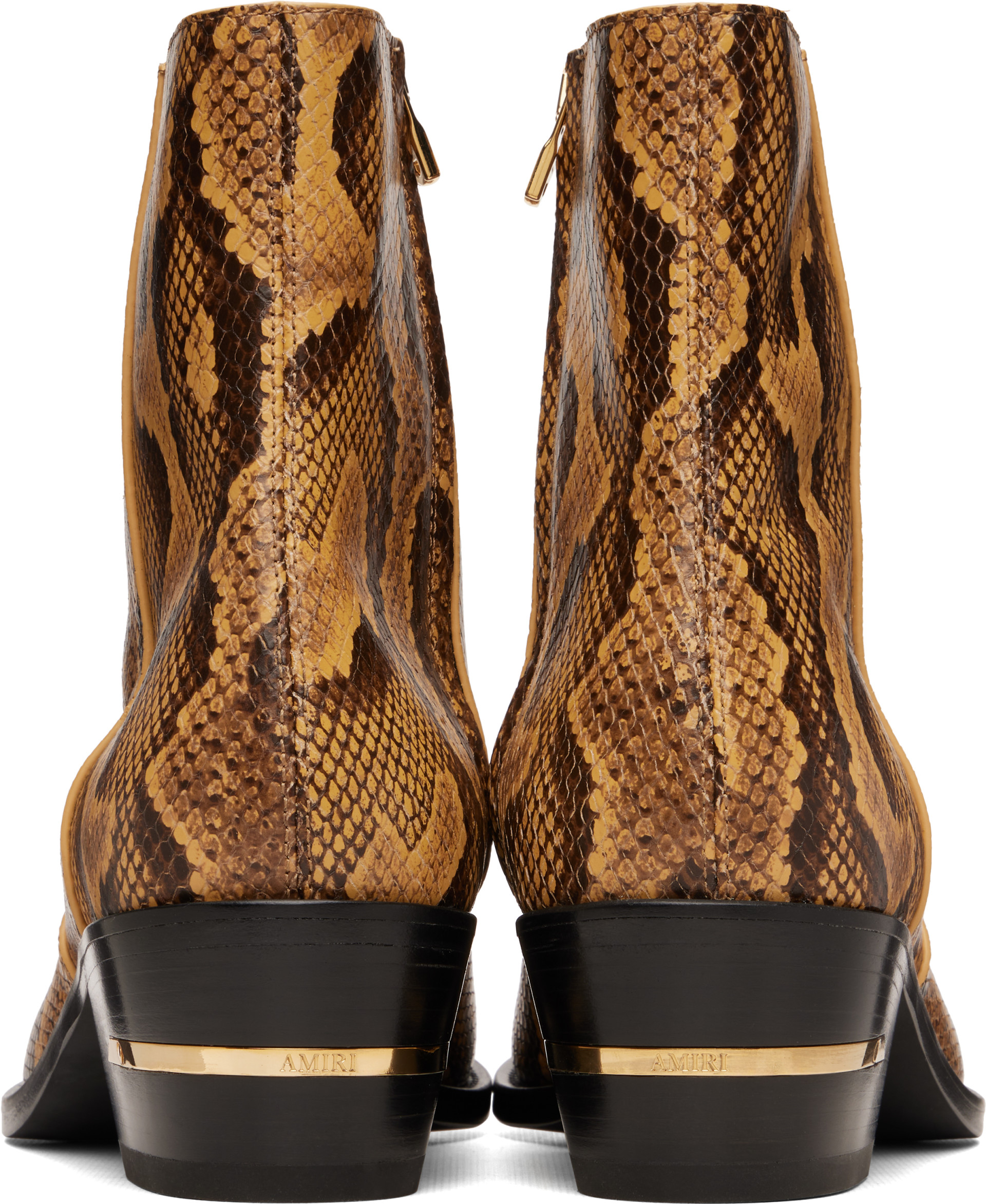 AMIRI - Beige Python Embossed Ryder Boots