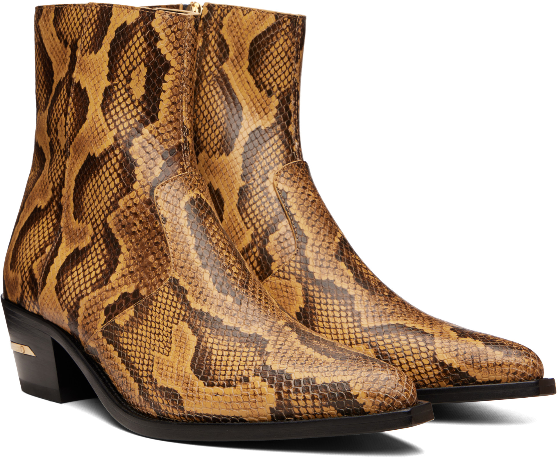 AMIRI - Beige Python Embossed Ryder Boots