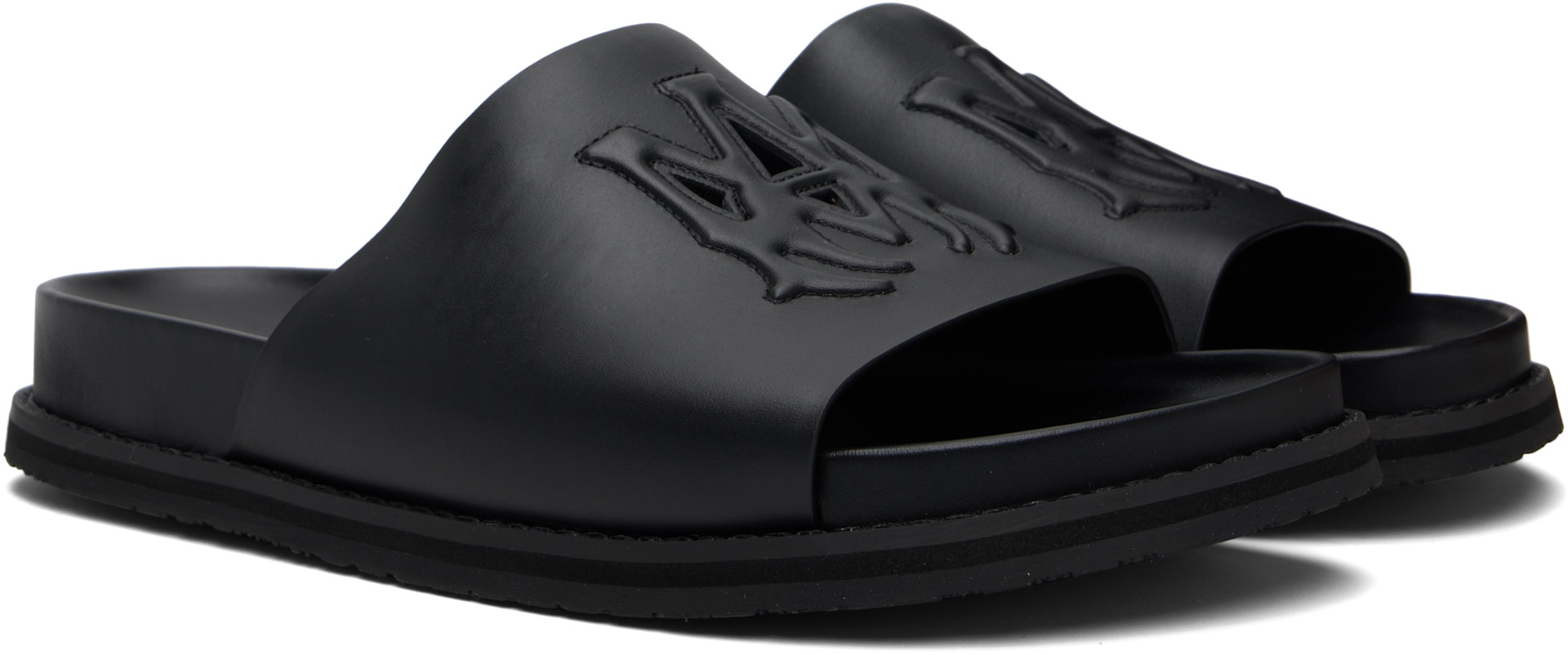AMIRI - Black MA Leather Pool Slides