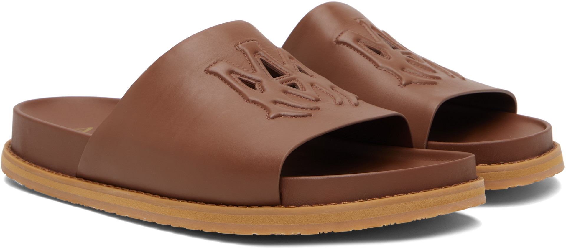 AMIRI - Tan MA Leather Pool Slides