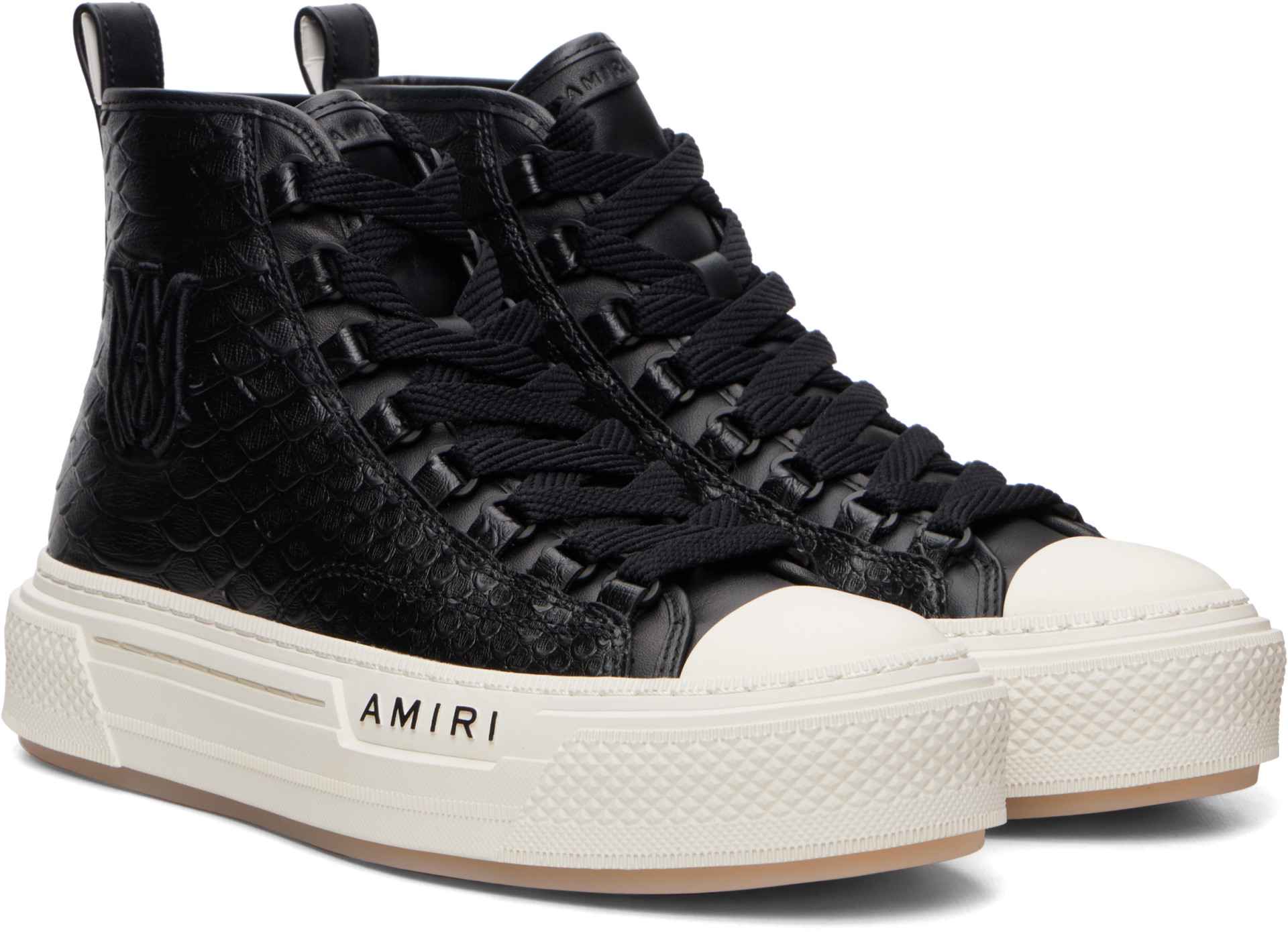 AMIRI - Black Python Embossed MA Court Hi Sneakers