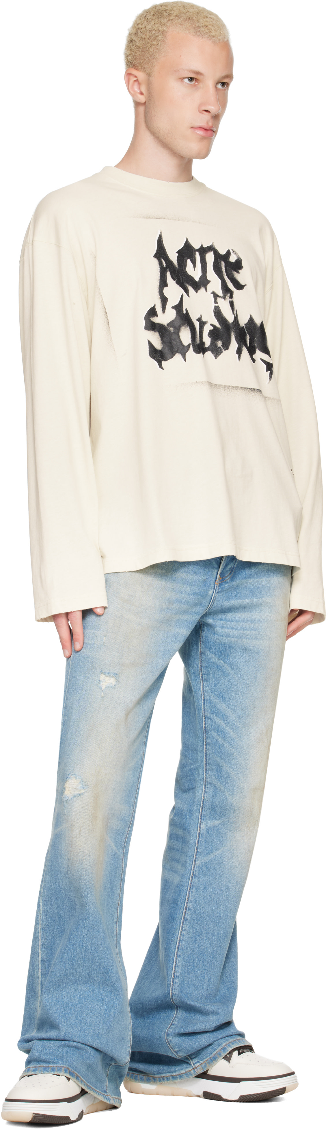 新品 AMIRI MA-1 レザースニーカー オフホワイト AMIRI: ブラウン＆オフホワイト MA-1 スニーカー | SSENSE 日本