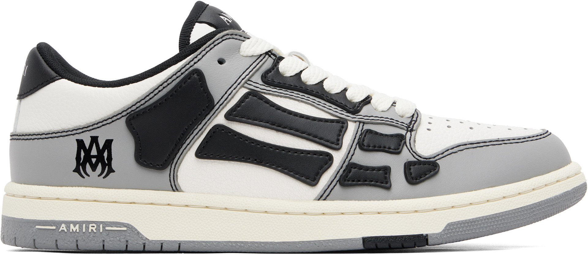 AMIRI: グレー＆ホワイト Varsity Skel-Top Low スニーカー | SSENSE 日本