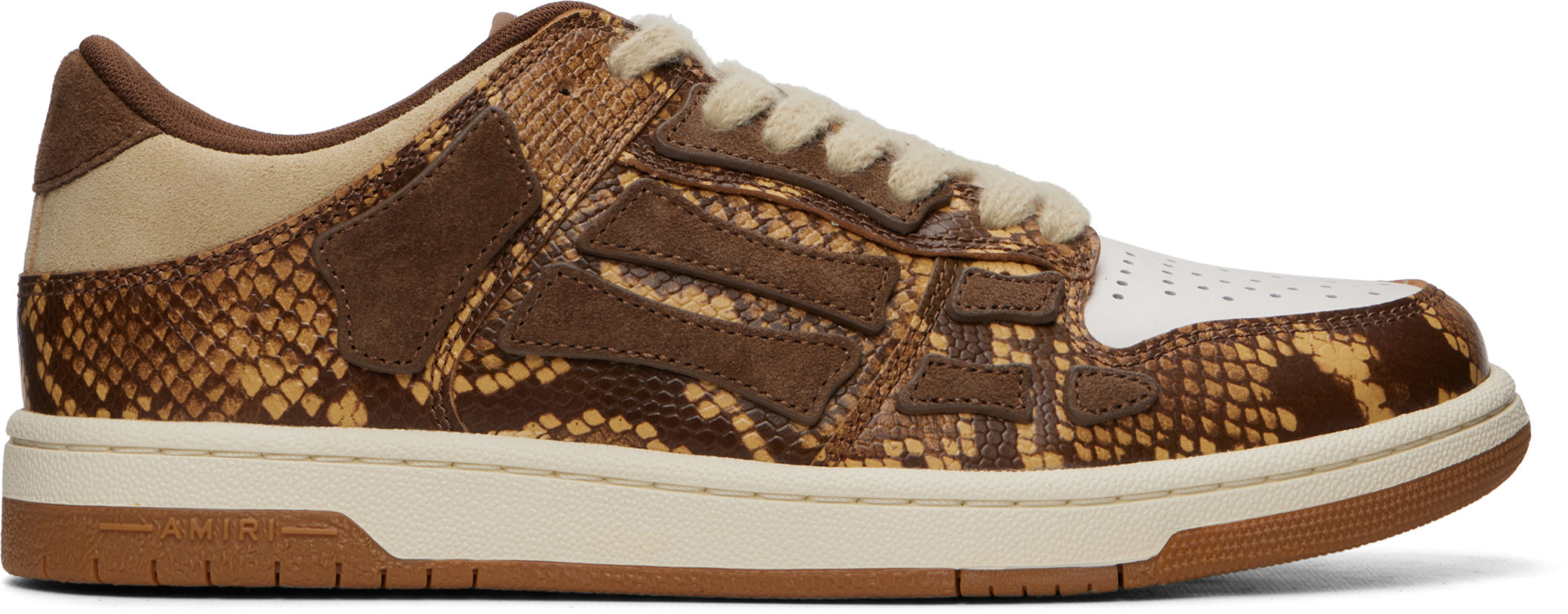 AMIRI - Brown & White Printed Python Skel Top Low Sneakers