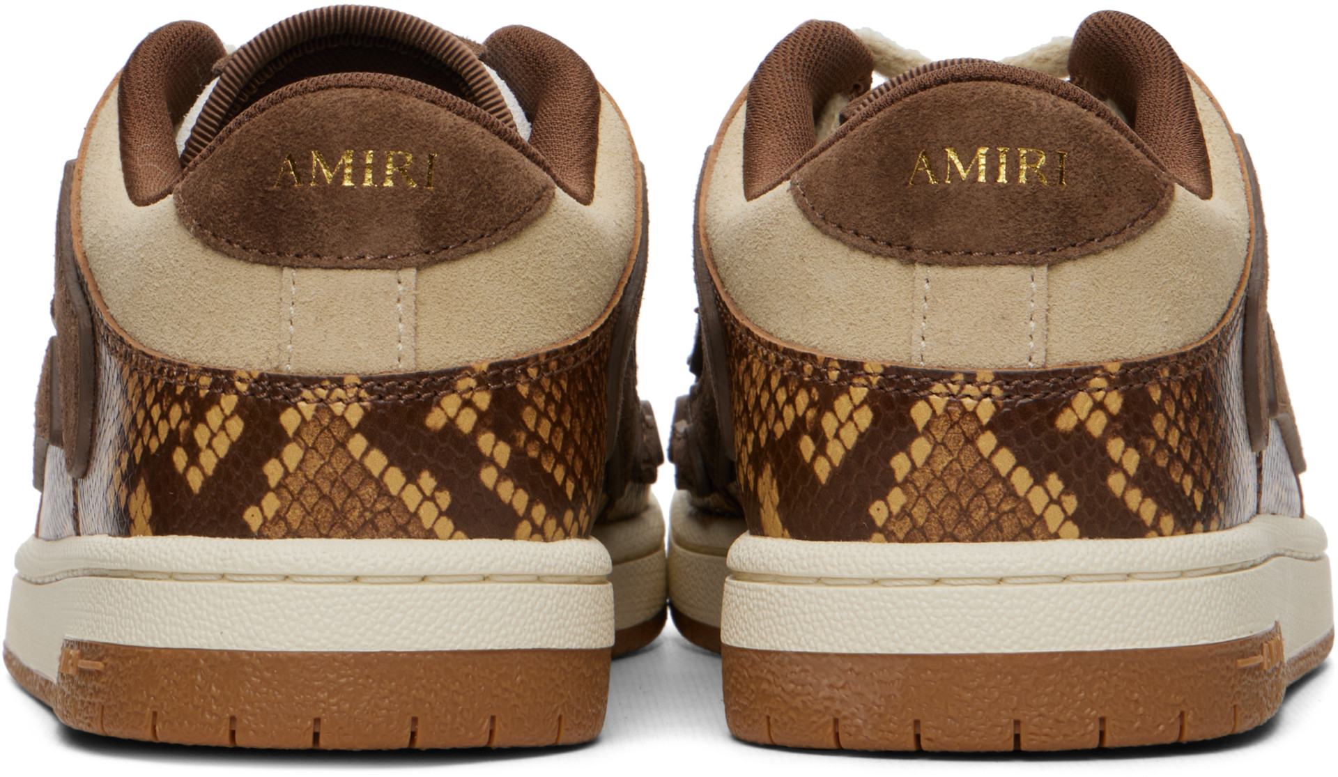 AMIRI - Brown & White Printed Python Skel Top Low Sneakers
