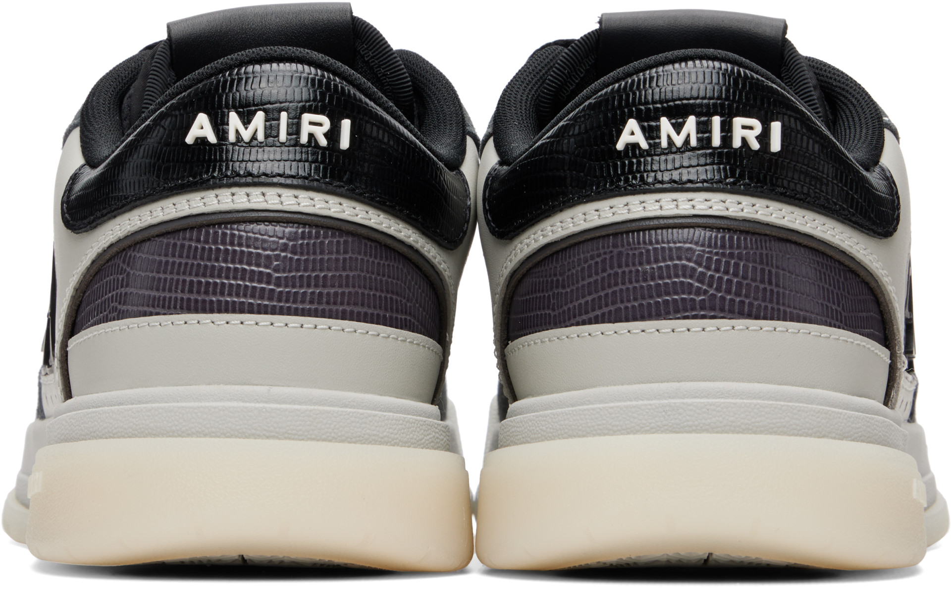 AMIRI - 그레이 & 화이트 페블 텍스처 클래식 로우탑 스니커즈
