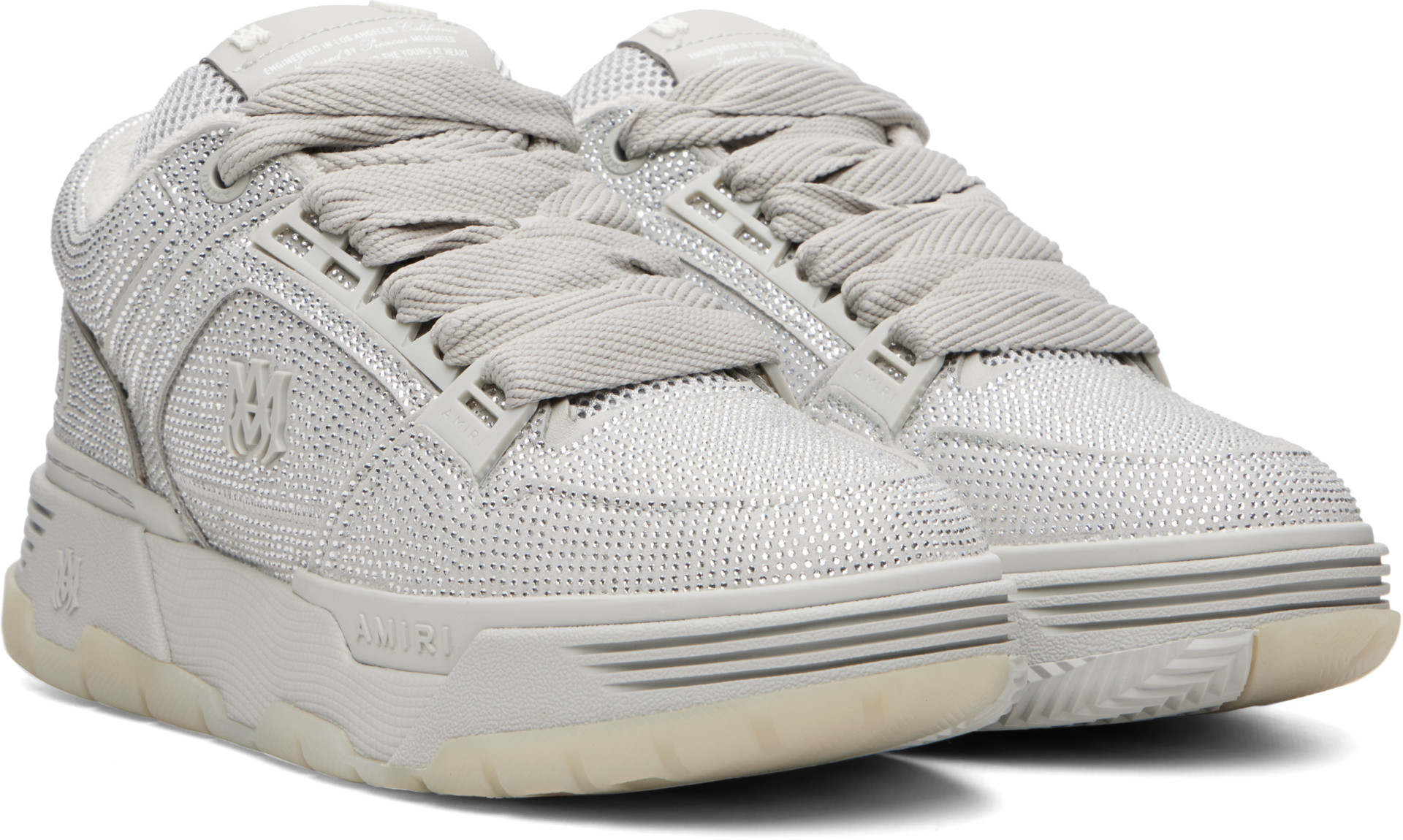 AMIRI - Baskets MA-1 grises à cristaux