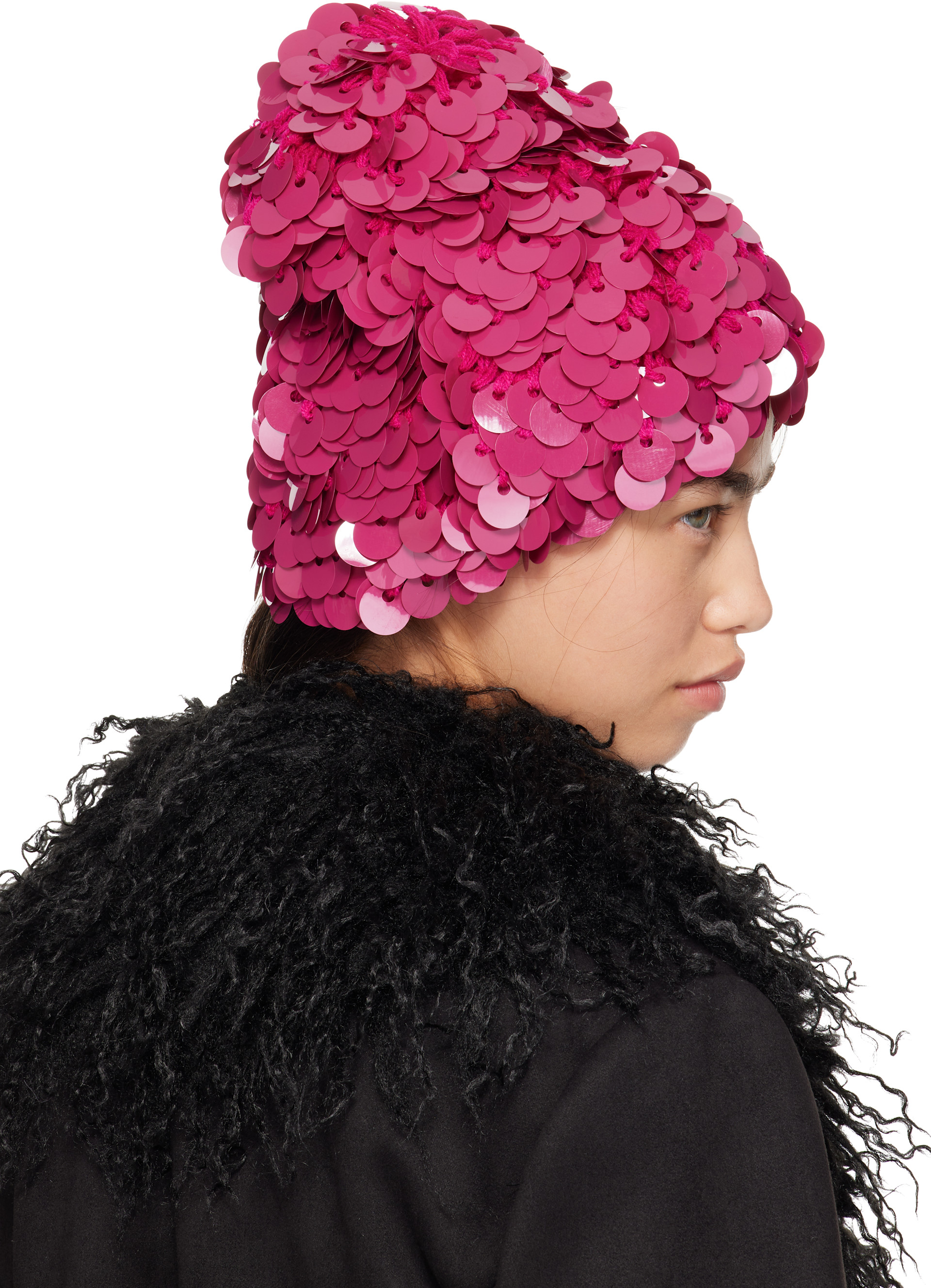 Anna Sui - Bonnet rose à paillettes