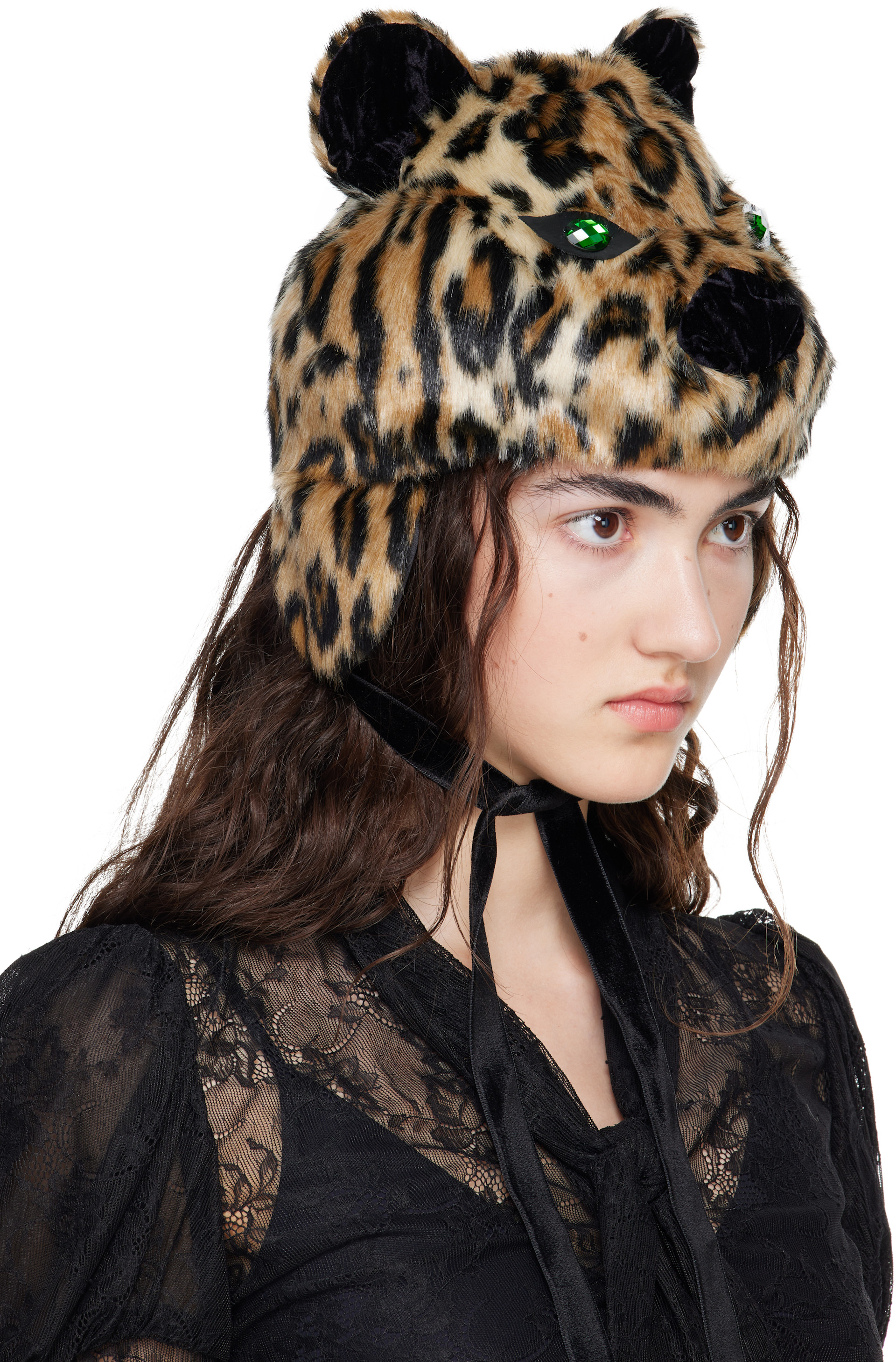 Anna Sui - Chapeau brun à motif léopard