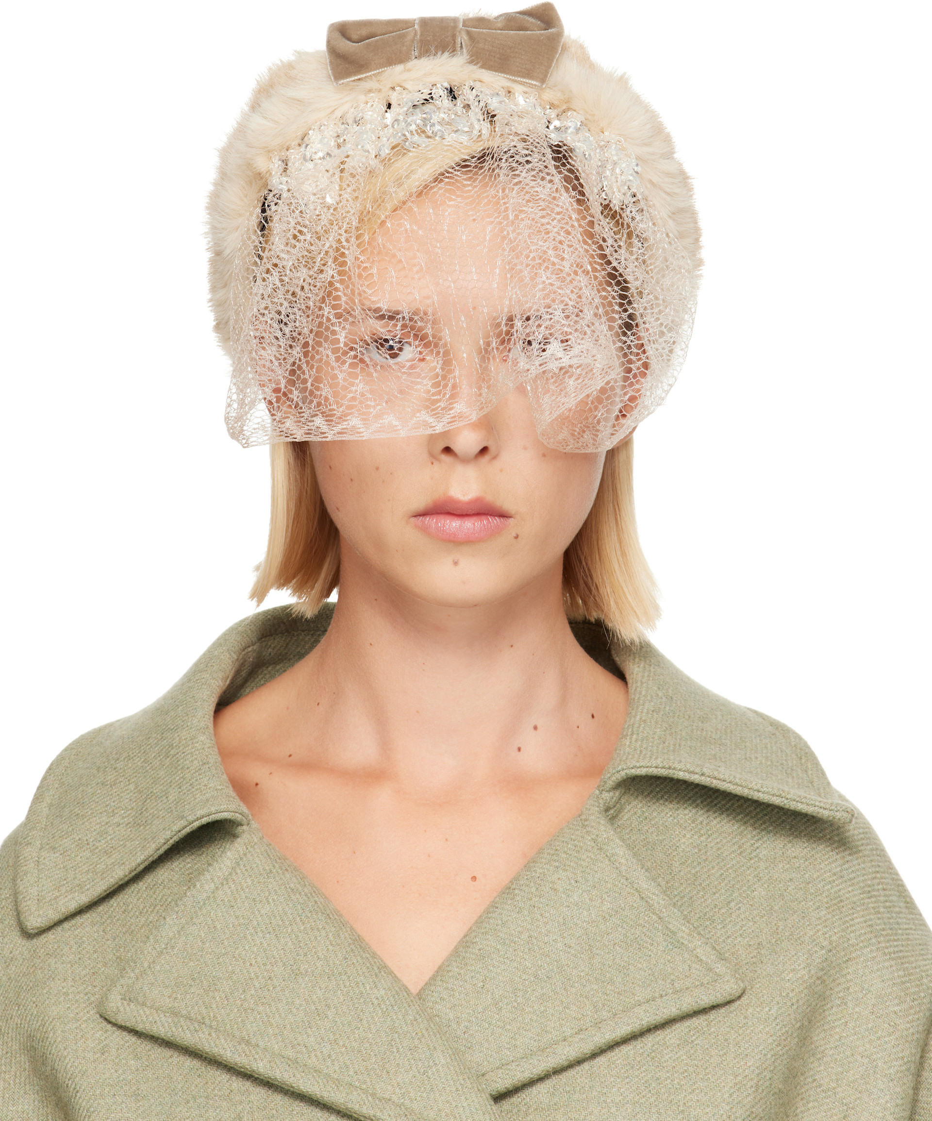 Anna Sui: Beige Veil Headband | SSENSE