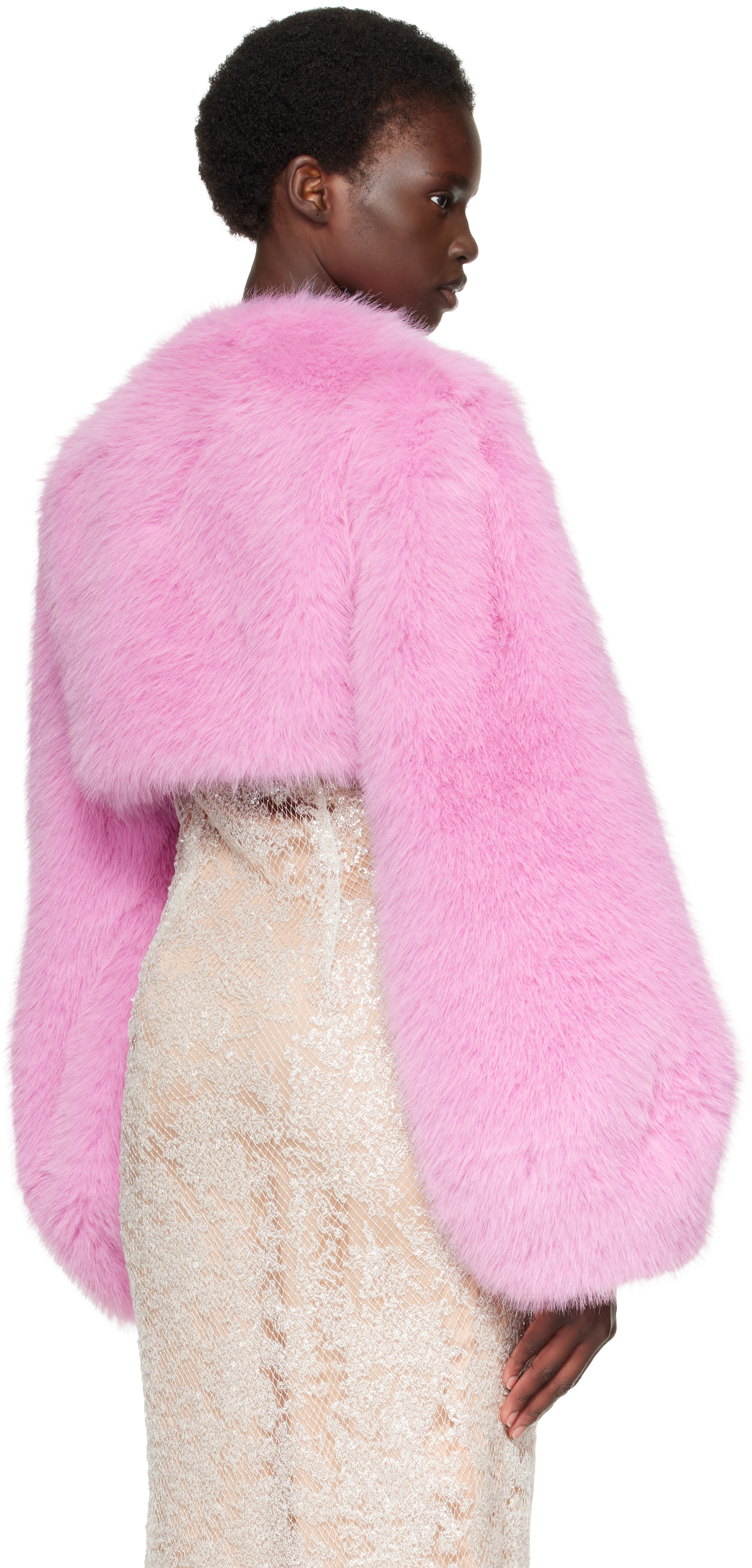 Anna Sui: ピンク Bloom フェイクファー ジャケット | SSENSE 日本