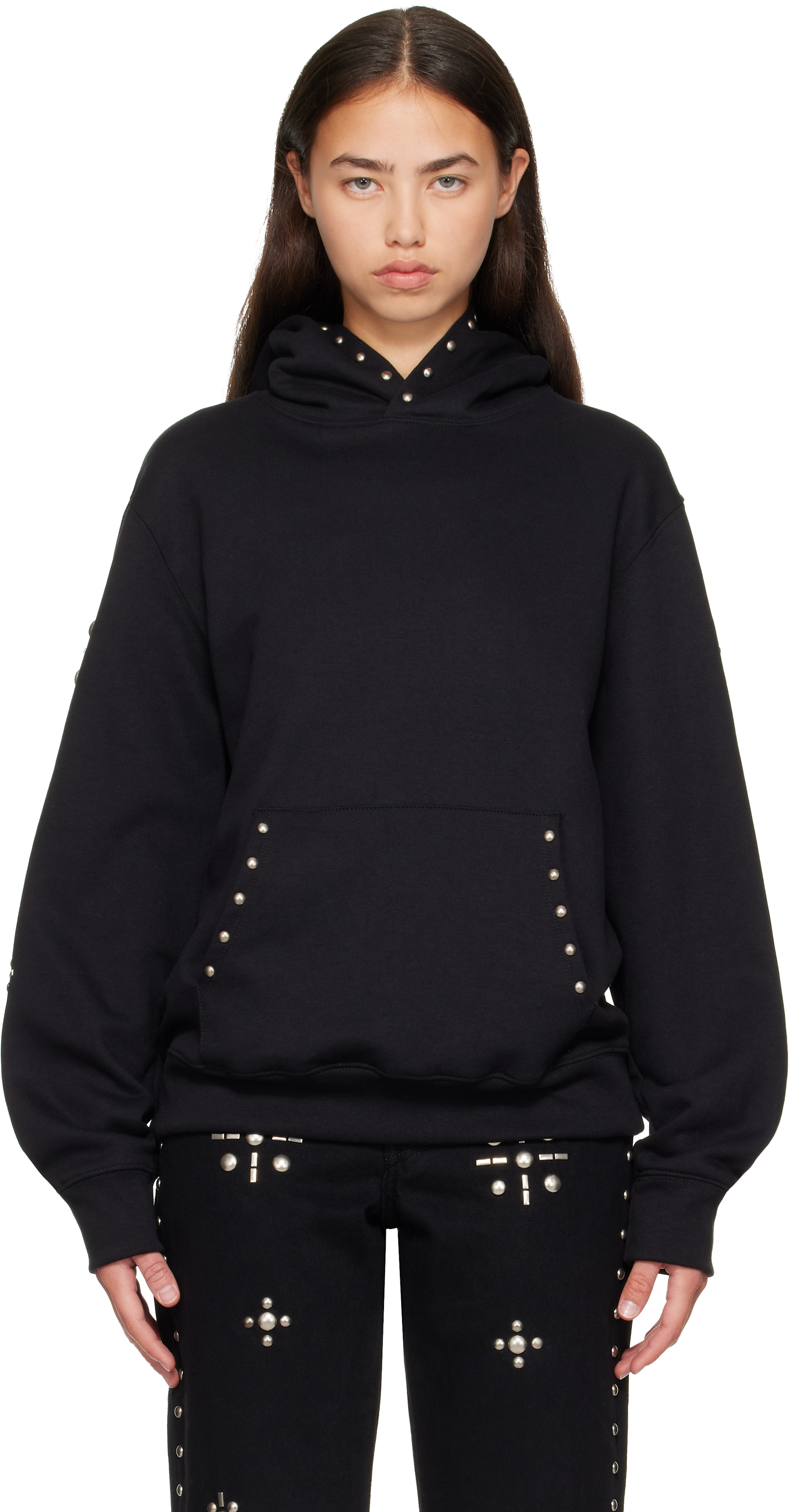 Anna Sui - Pull à capuche noir à clous