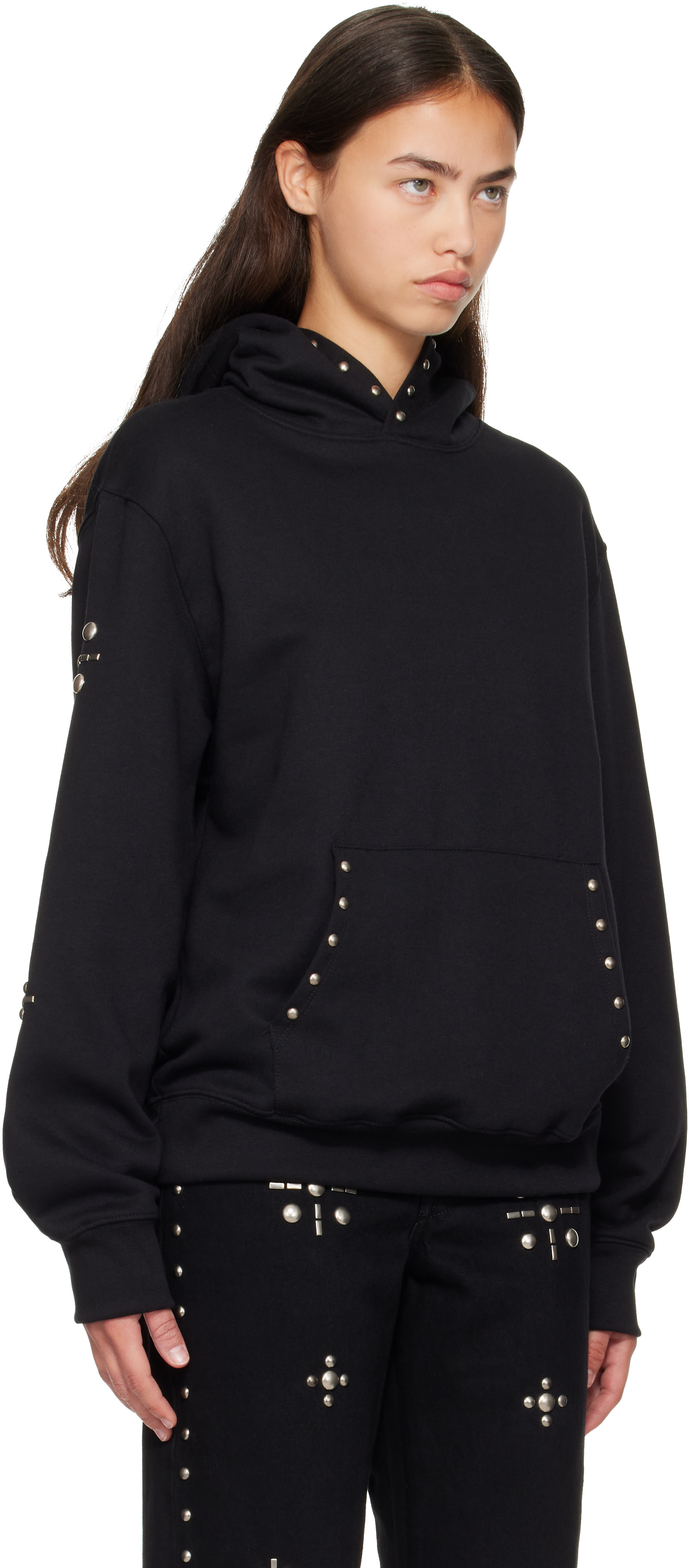 Anna Sui - Pull à capuche noir à clous