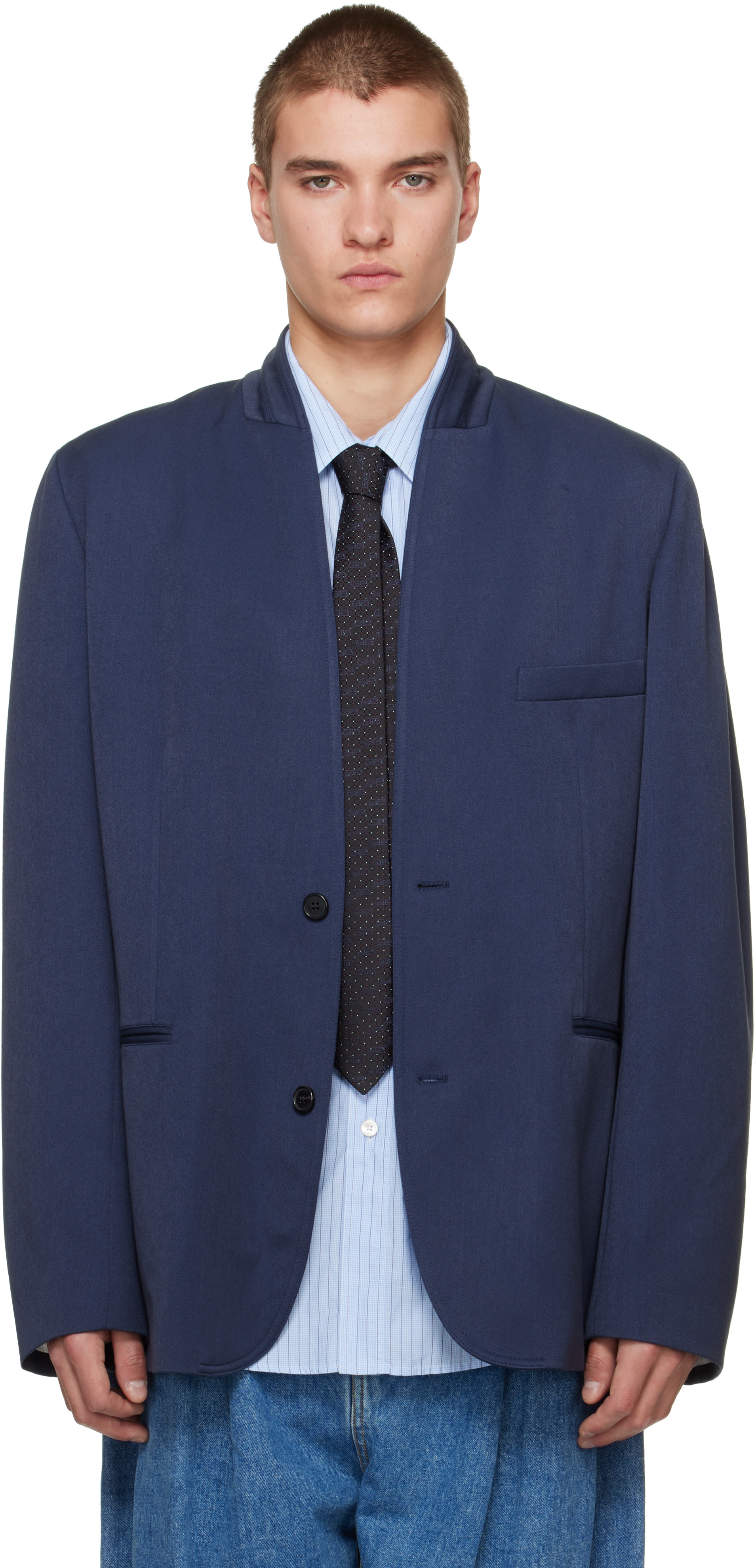 Hed Mayner - Navy Shawl Blazer