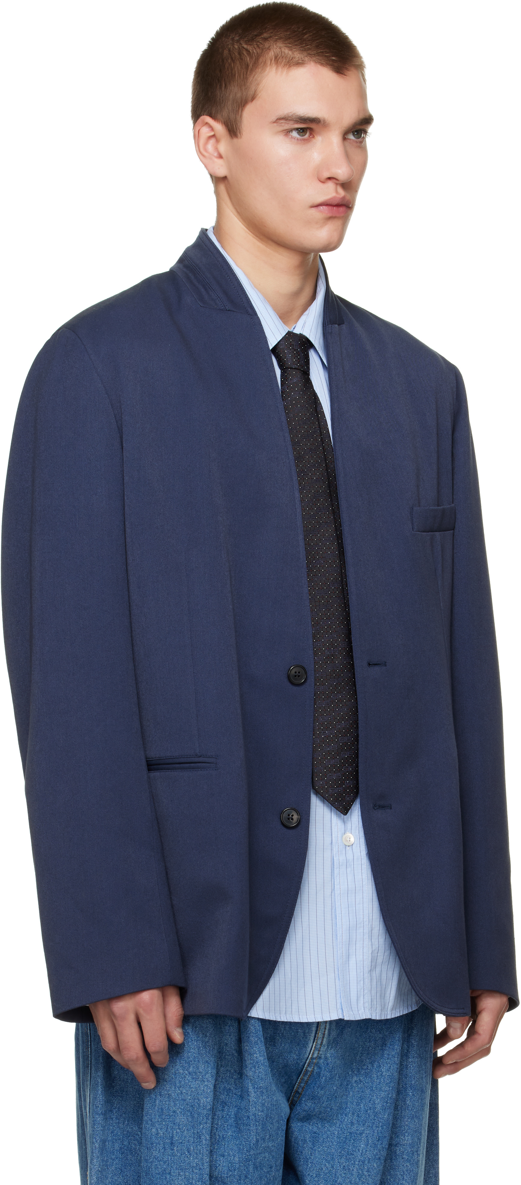 Hed Mayner - Navy Shawl Blazer