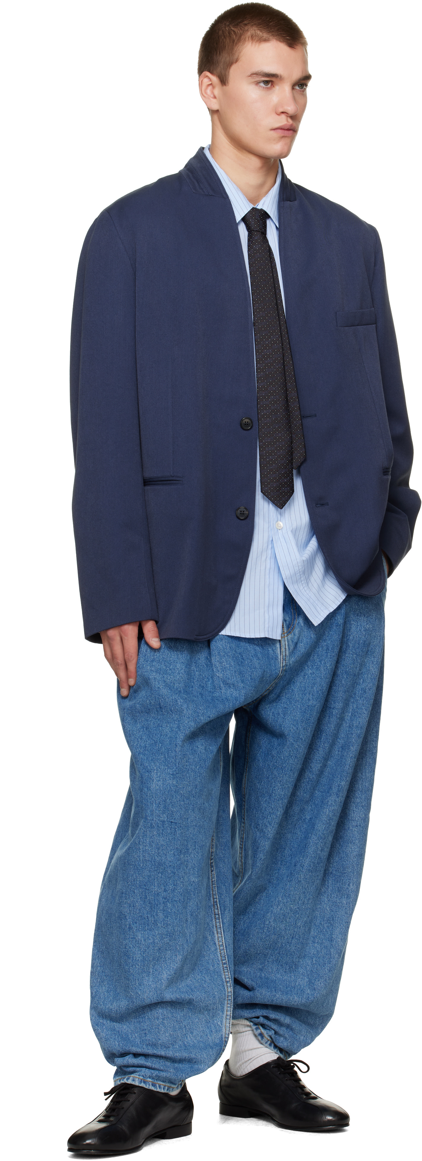 Hed Mayner - Navy Shawl Blazer