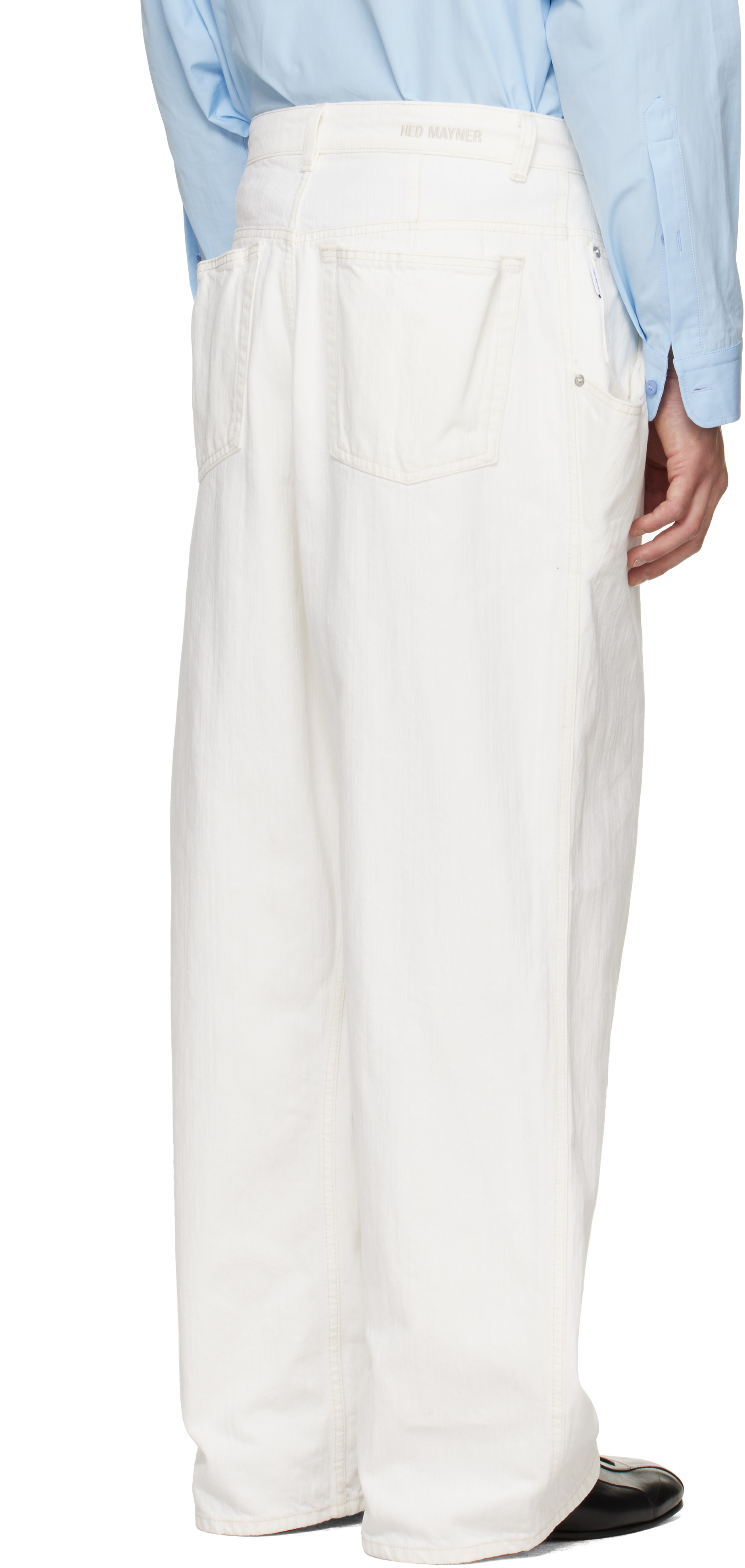 Hed Mayner - Jean blanc en denim texturé