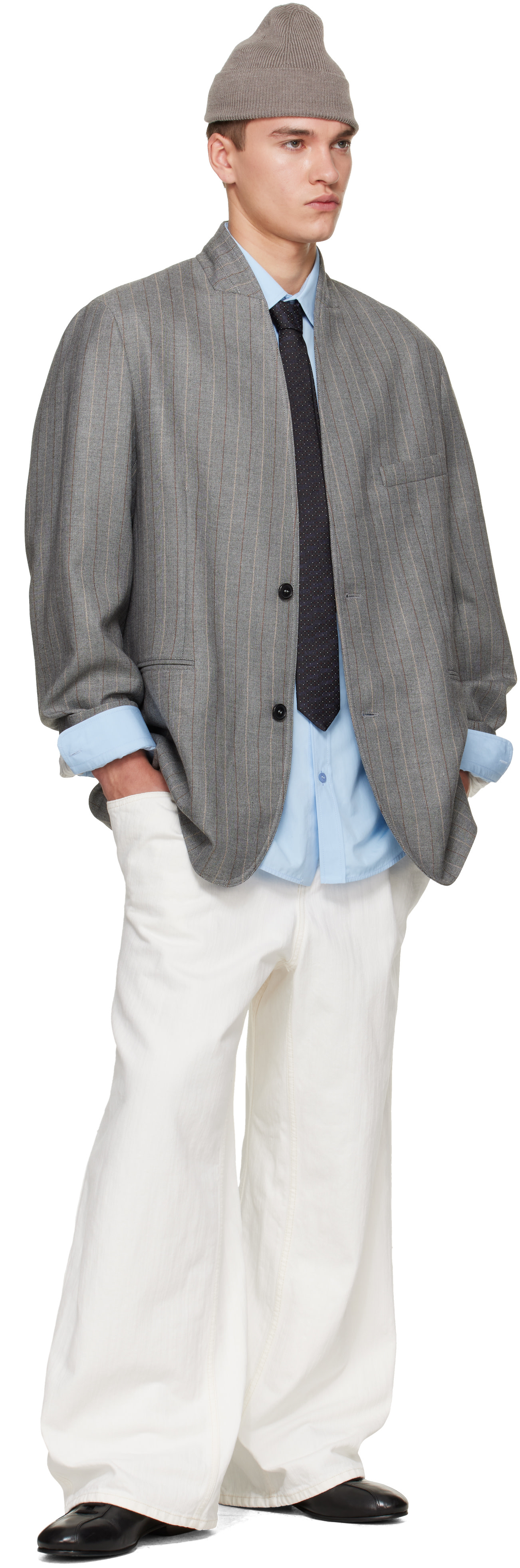 Hed Mayner - Jean blanc en denim texturé