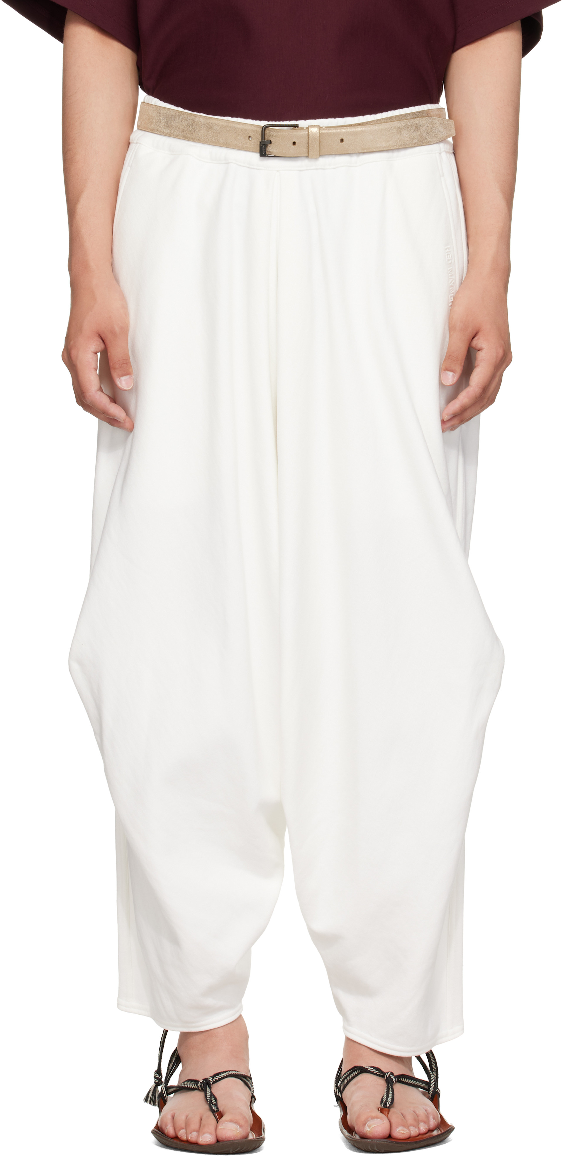 Hed Mayner - Off-White Embroidered Sweatpants