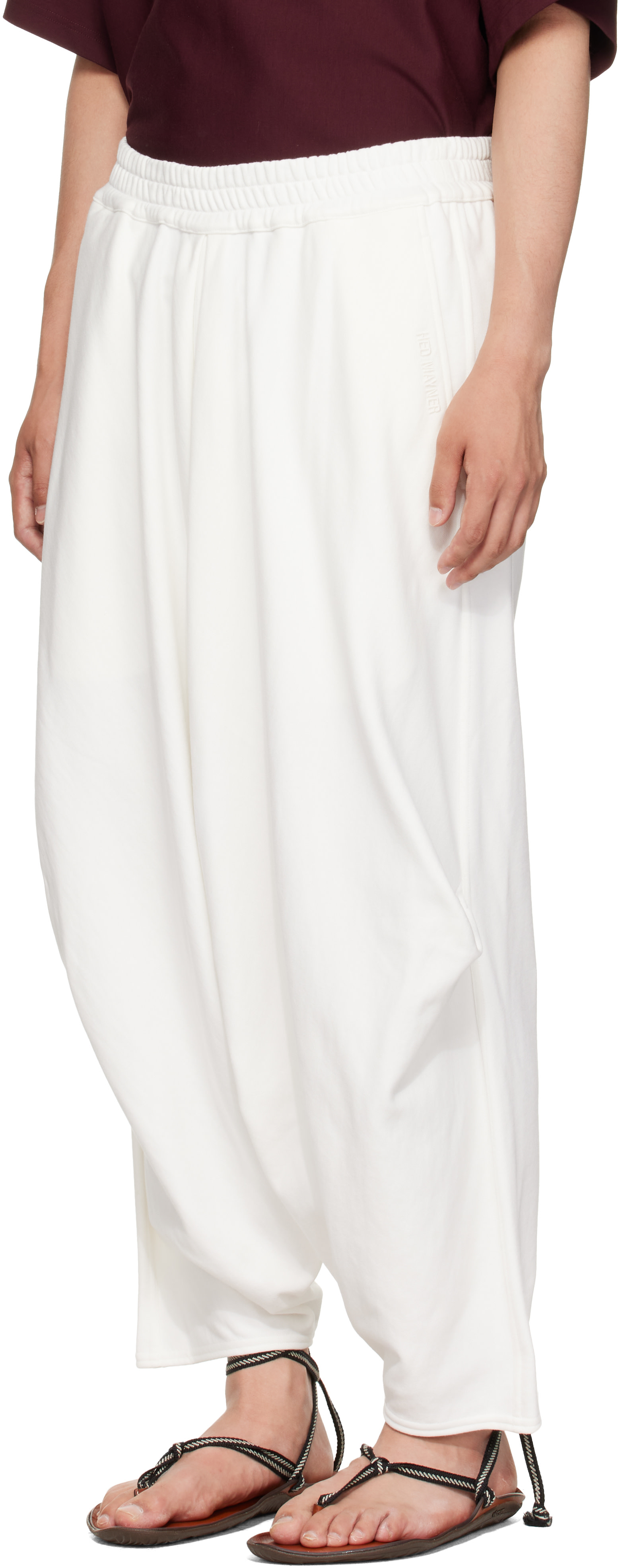 Hed Mayner - Off-White Embroidered Sweatpants