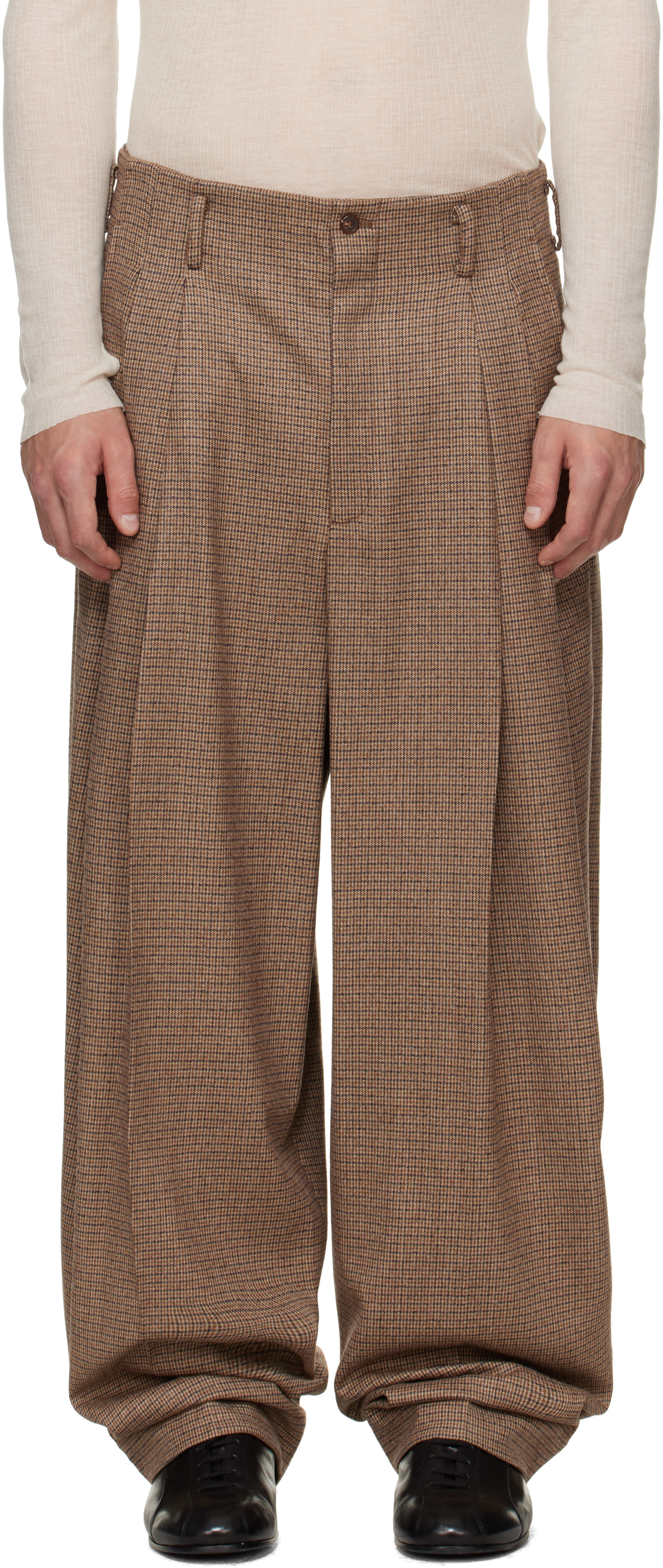 Hed Mayner - Brown Check Trousers