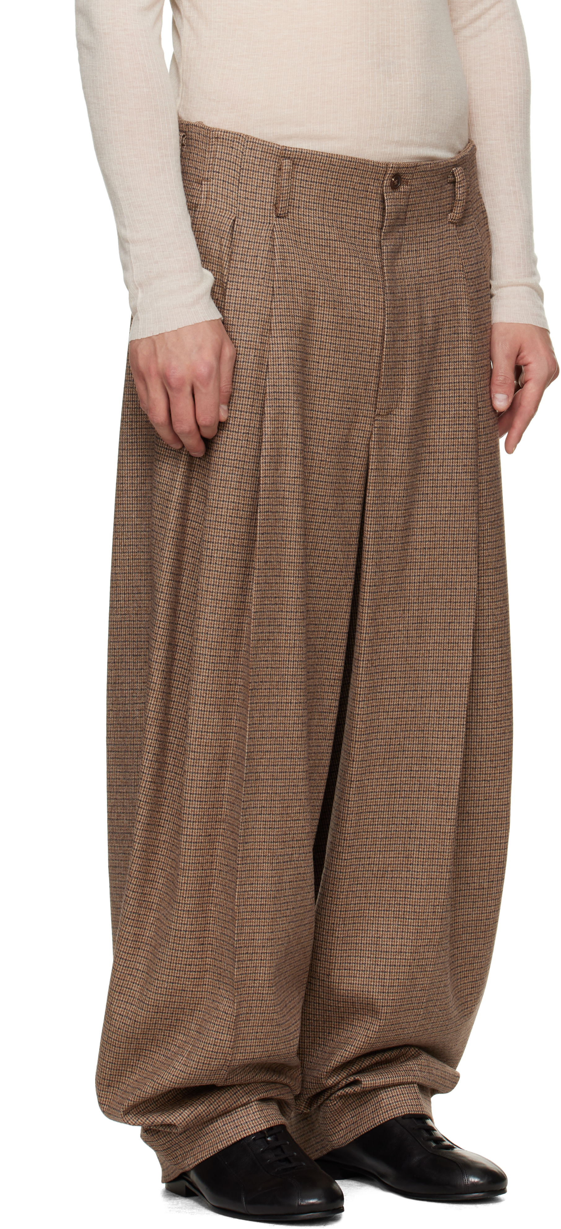 Hed Mayner - Brown Check Trousers