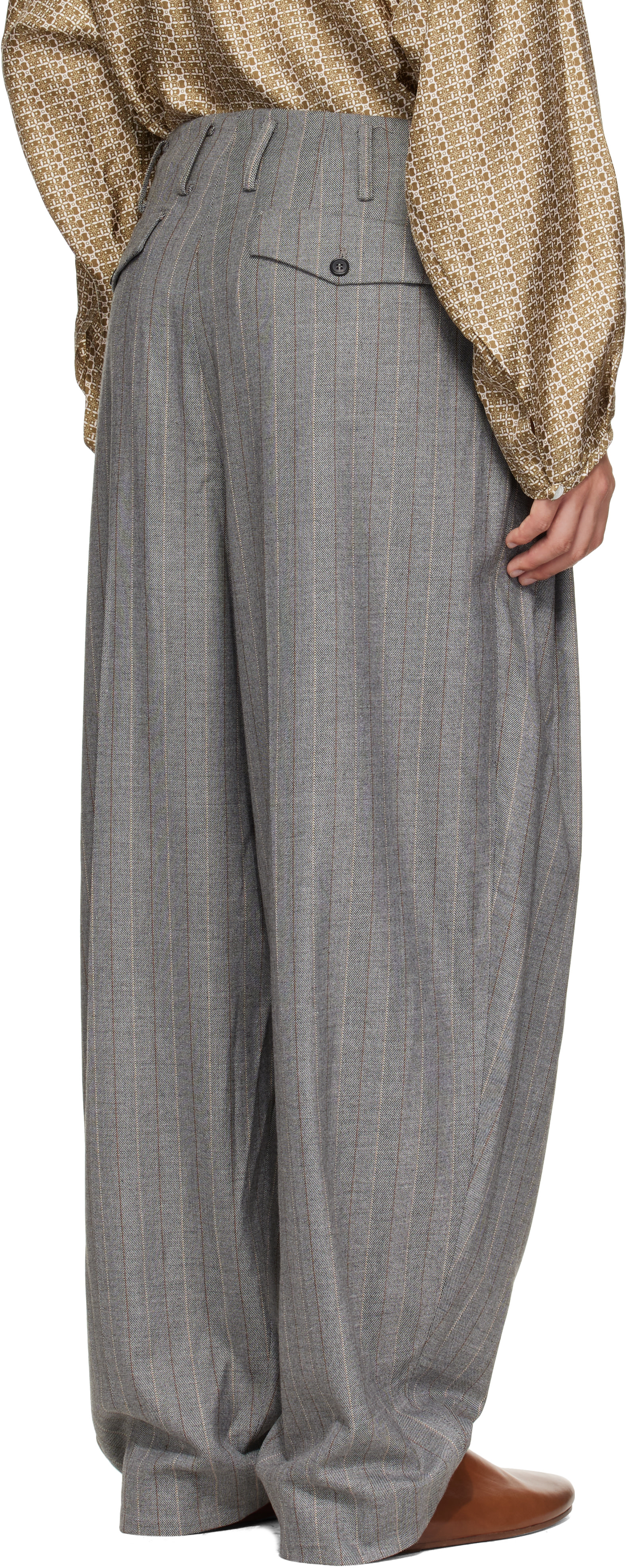 Hed Mayner - Pantalon gris à rayures