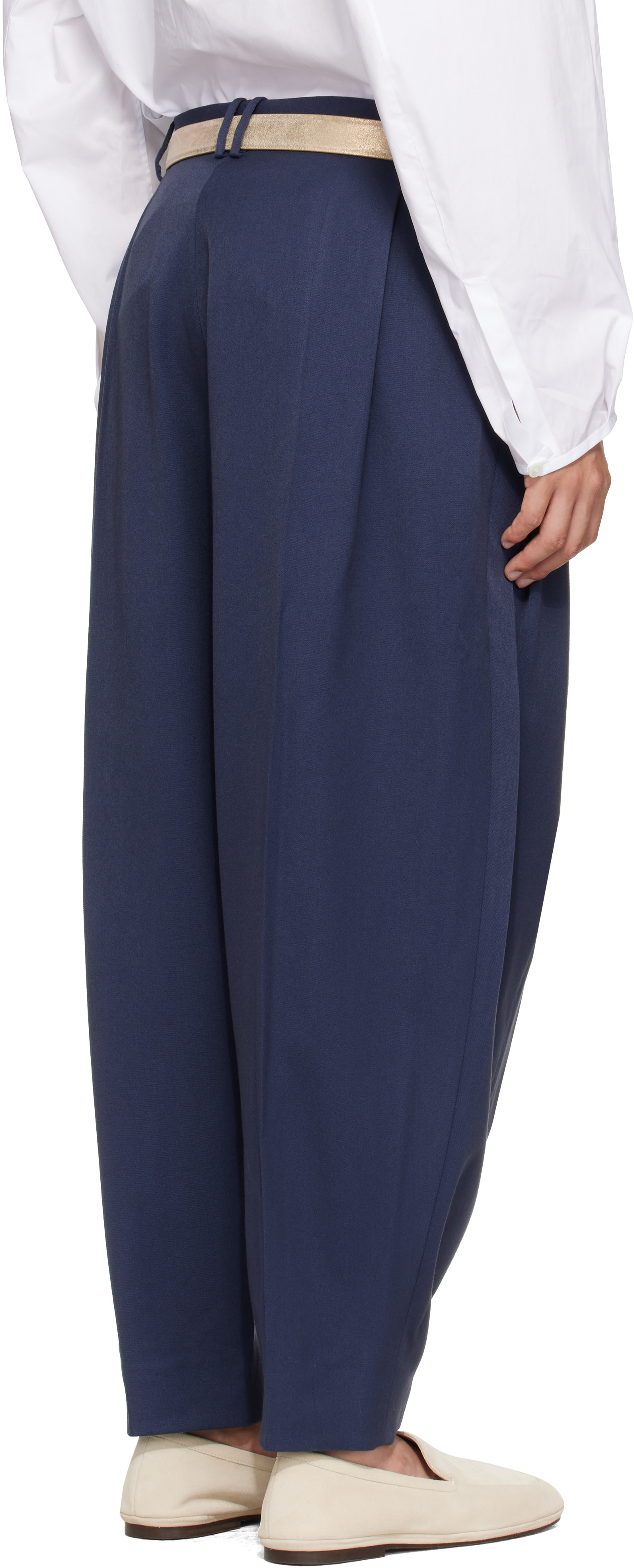 Hed Mayner - Navy Pleated Trousers