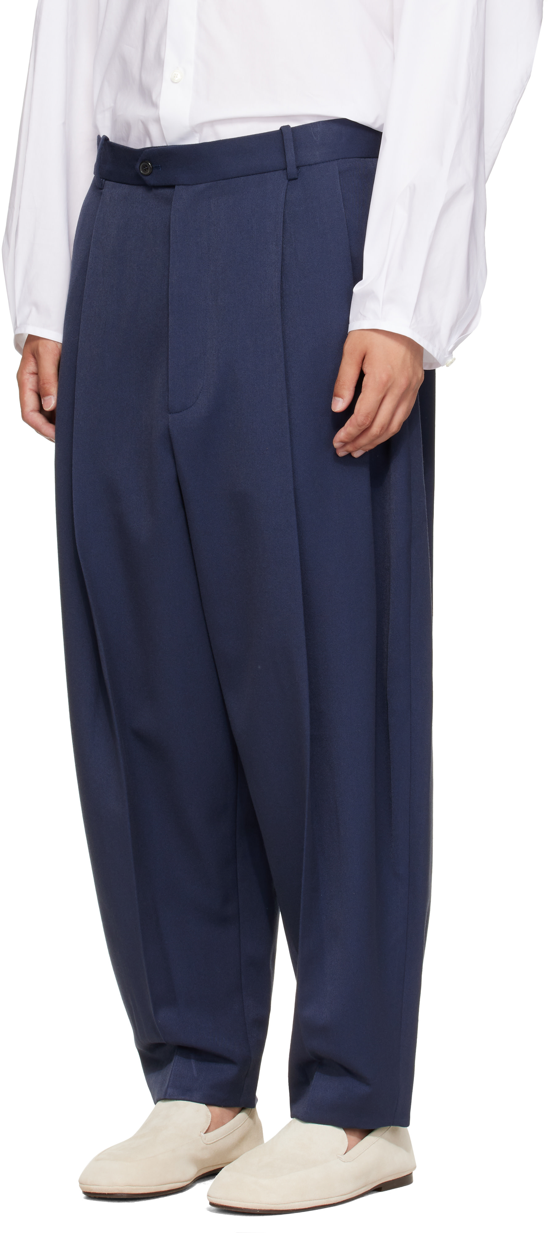 Hed Mayner - Navy Pleated Trousers