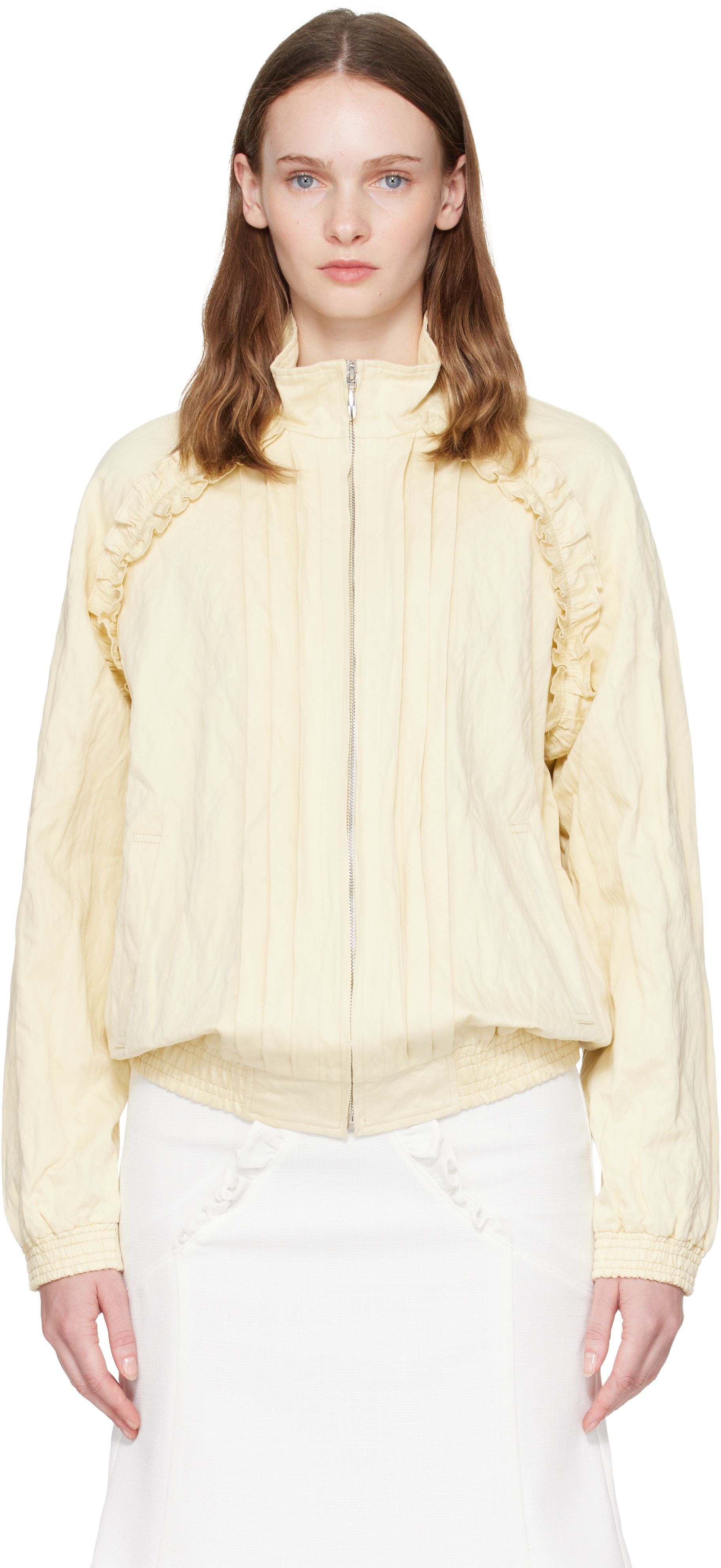 SHUSHU/TONG: Yellow Crinkle Cotton Sport Jacket | SSENSE Denmark