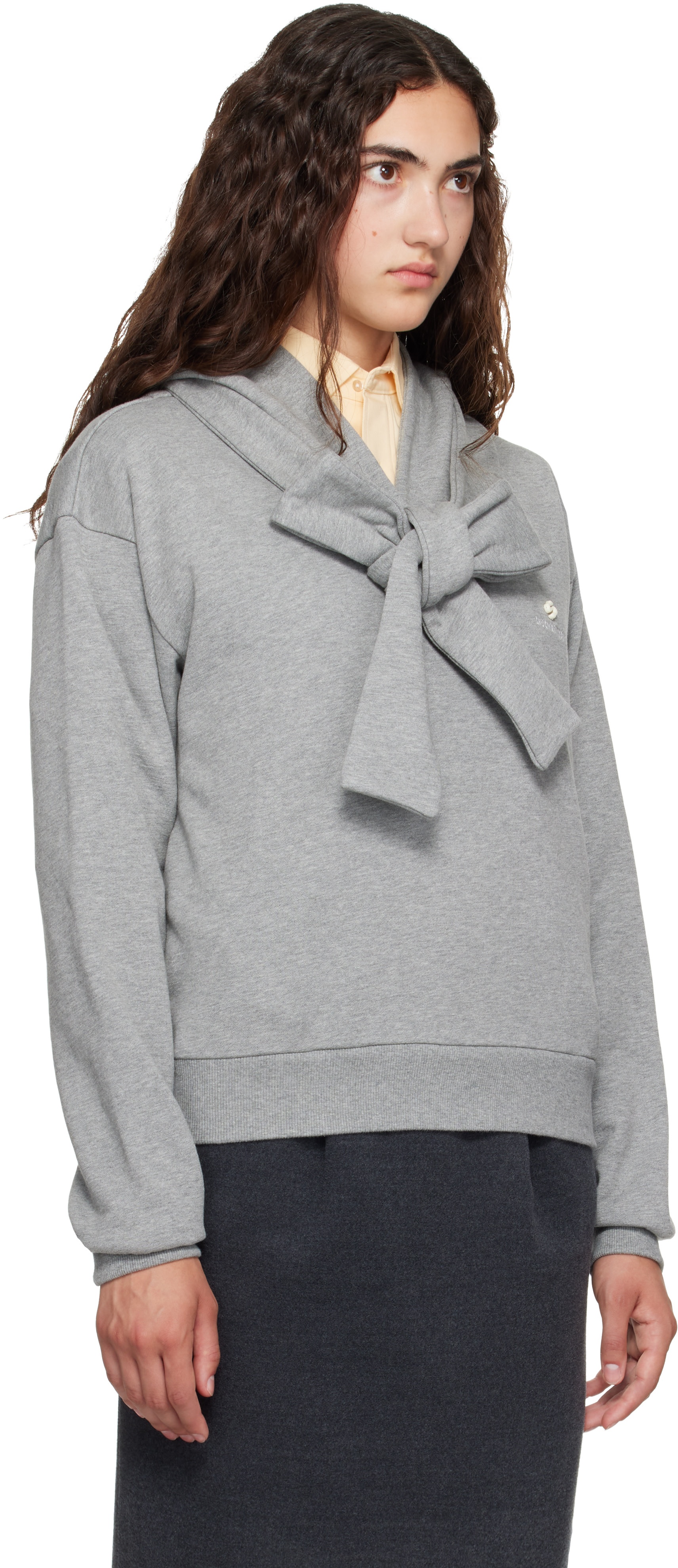 SHUSHU/TONG - Pull à capuche gris à boucle