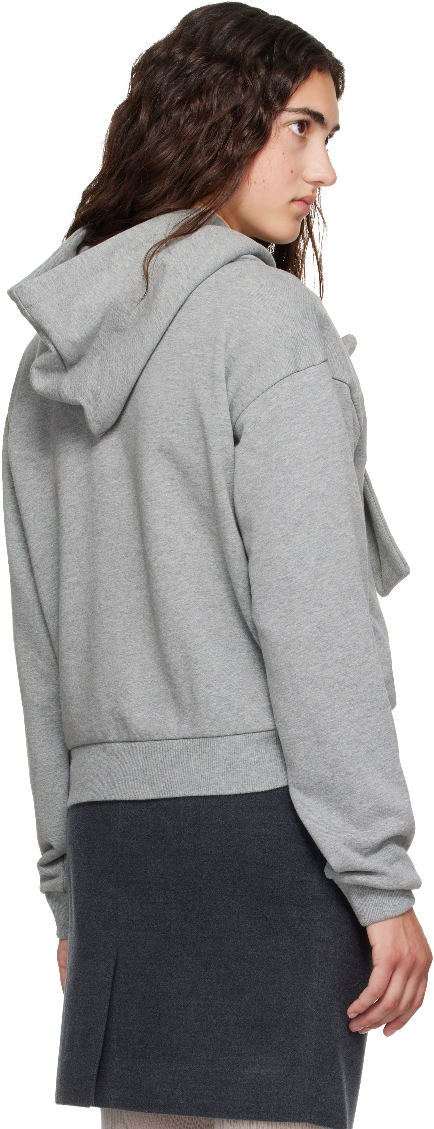 SHUSHU/TONG - Pull à capuche gris à boucle
