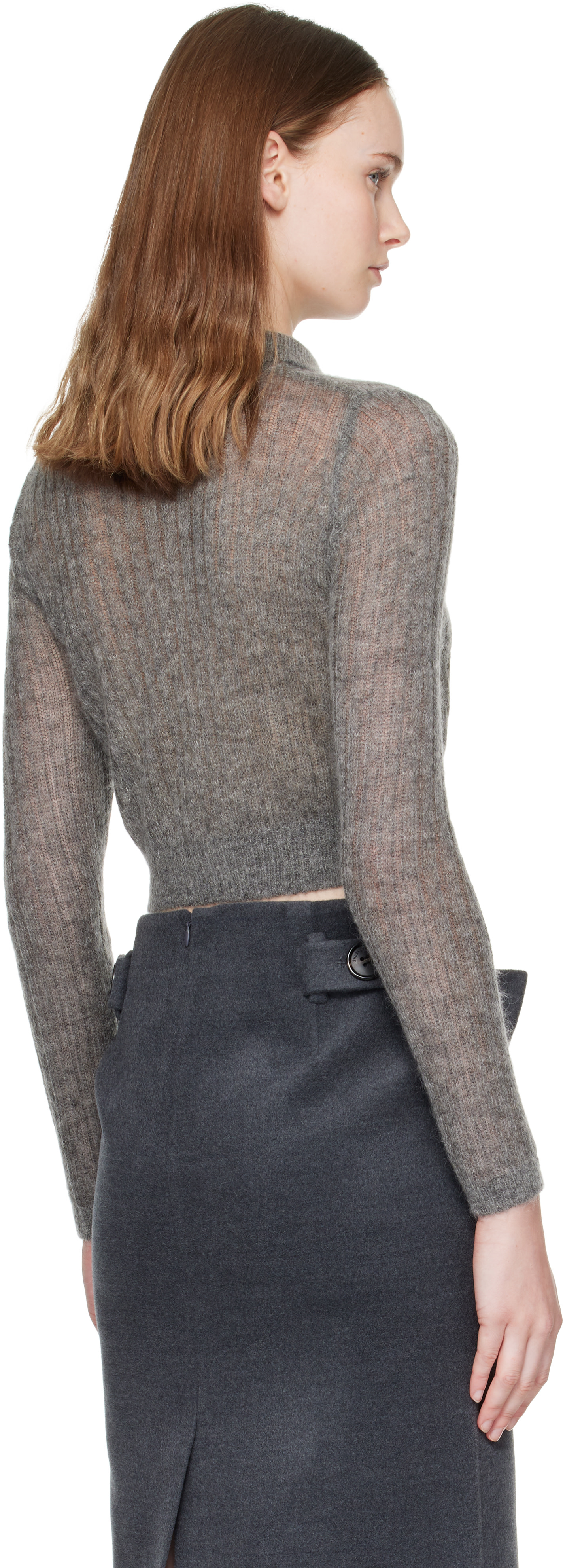 SHUSHU/TONG: Gray Lapel Knit Polo | SSENSE Italy
