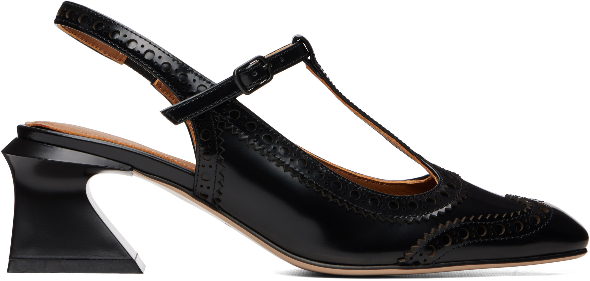 SHUSHU/TONG: Black Square Toe Open Back Heels | SSENSE Canada