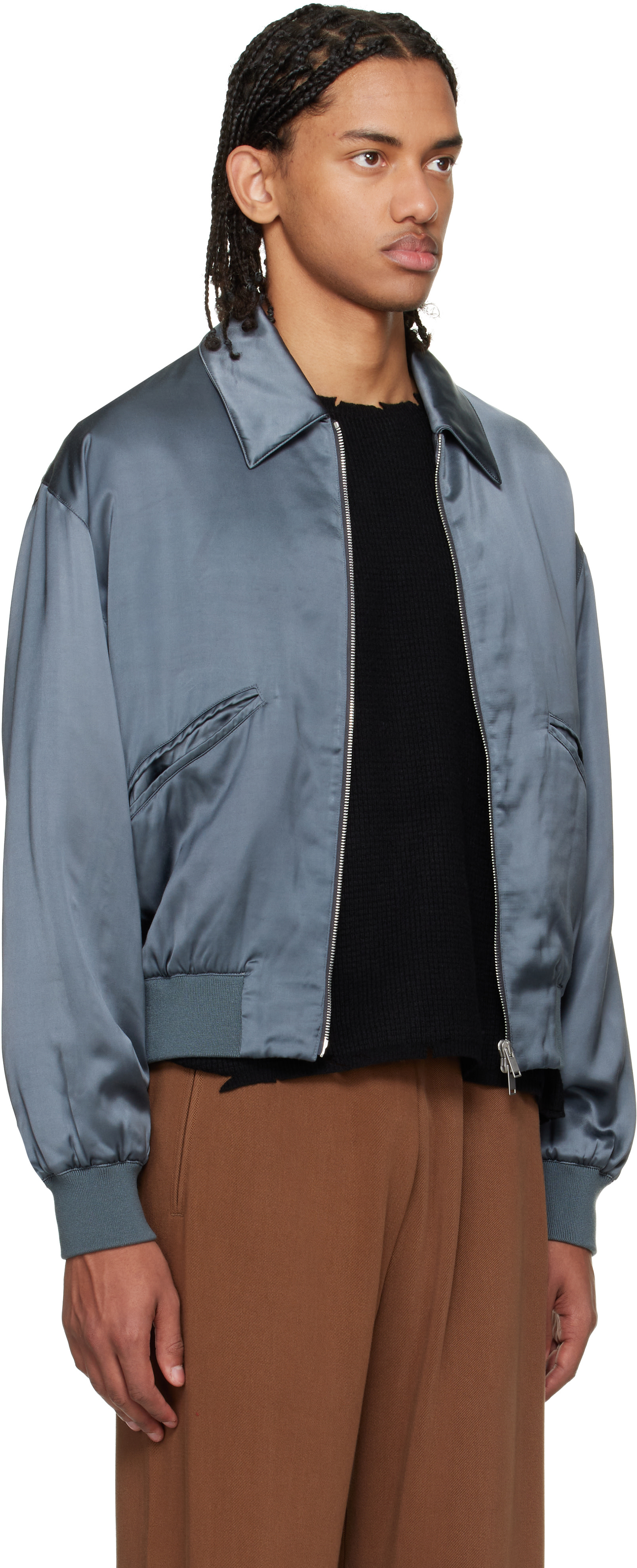Second/Layer - Gray Aces Satin Club Jacket