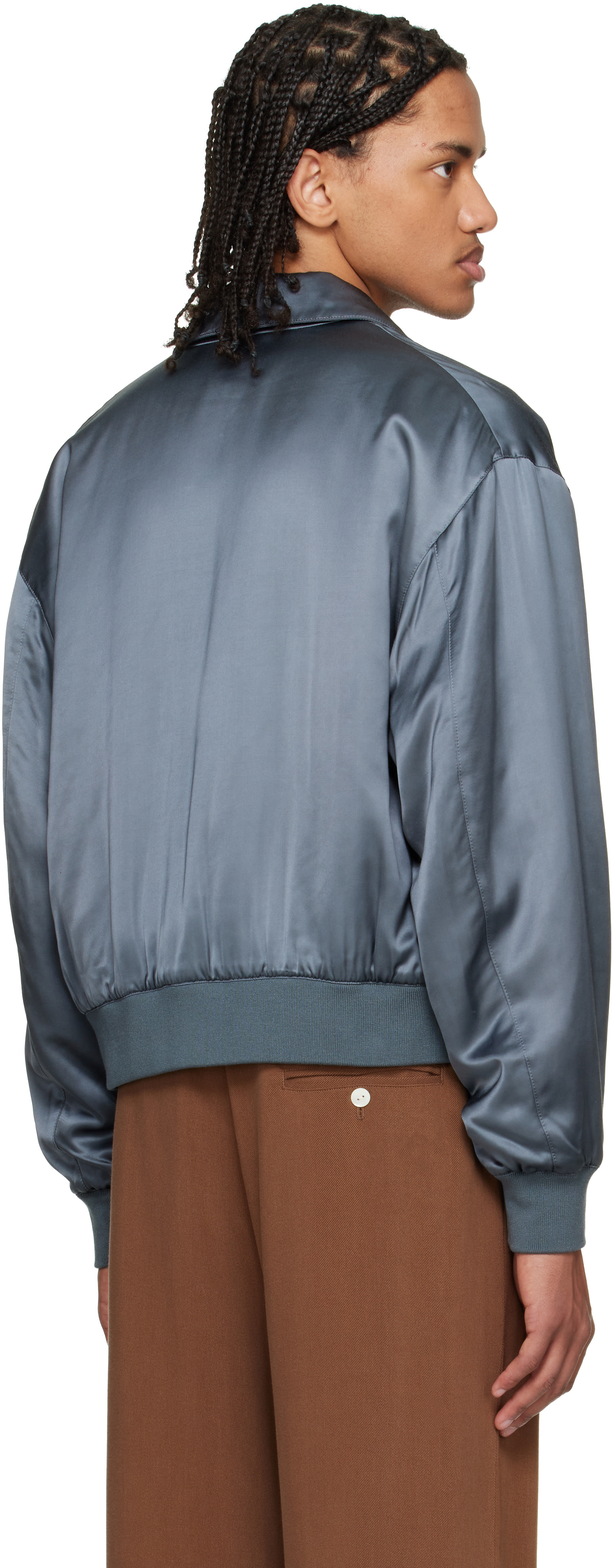 Second/Layer - Gray Aces Satin Club Jacket