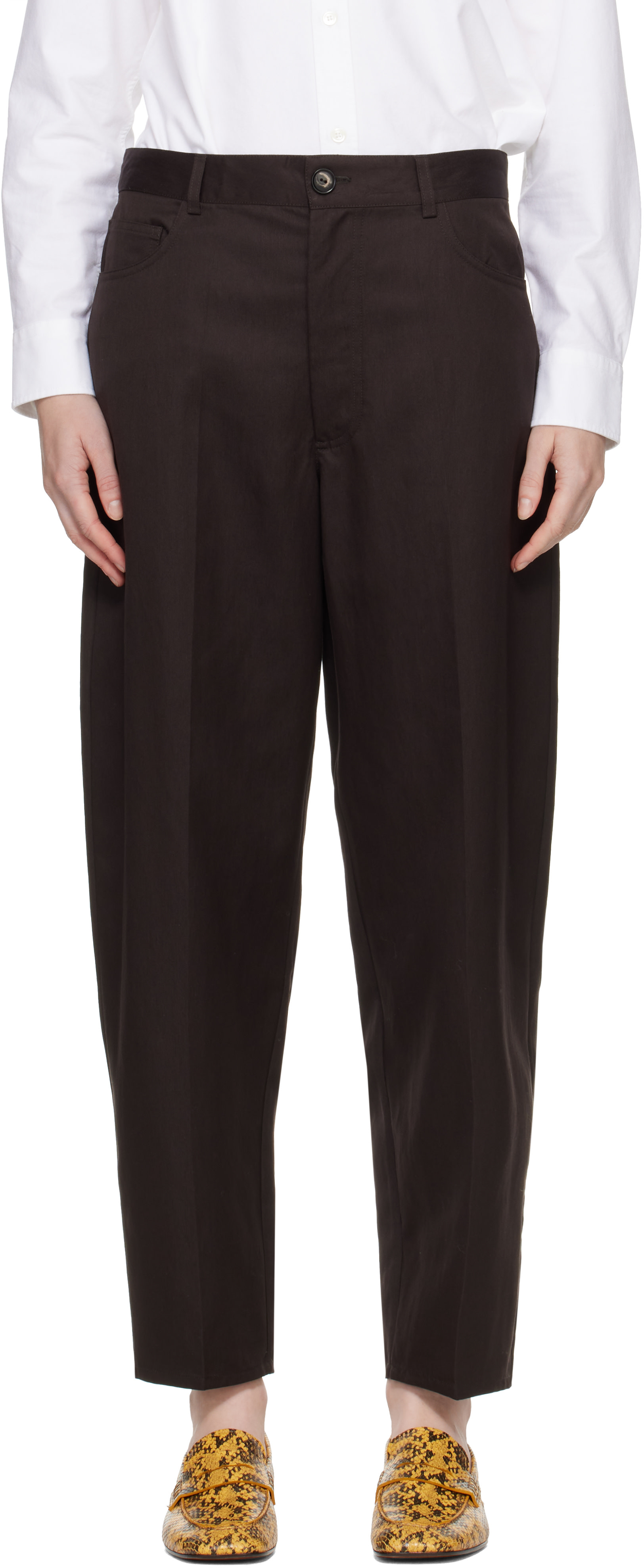 CORDERA - Pantalon carotte brun