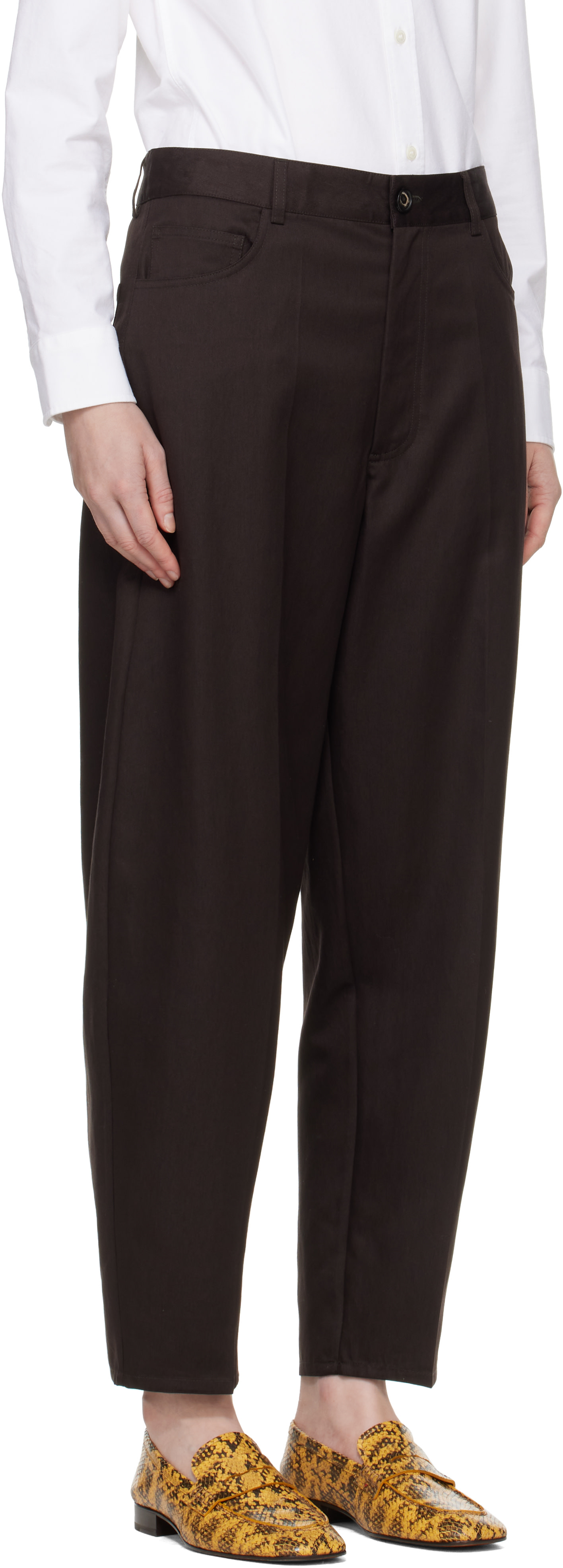 CORDERA - Pantalon carotte brun