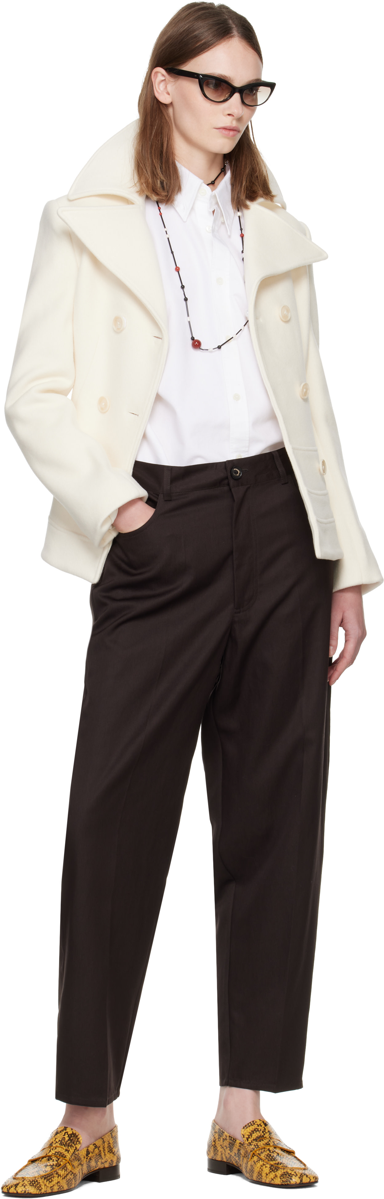 CORDERA - Pantalon carotte brun