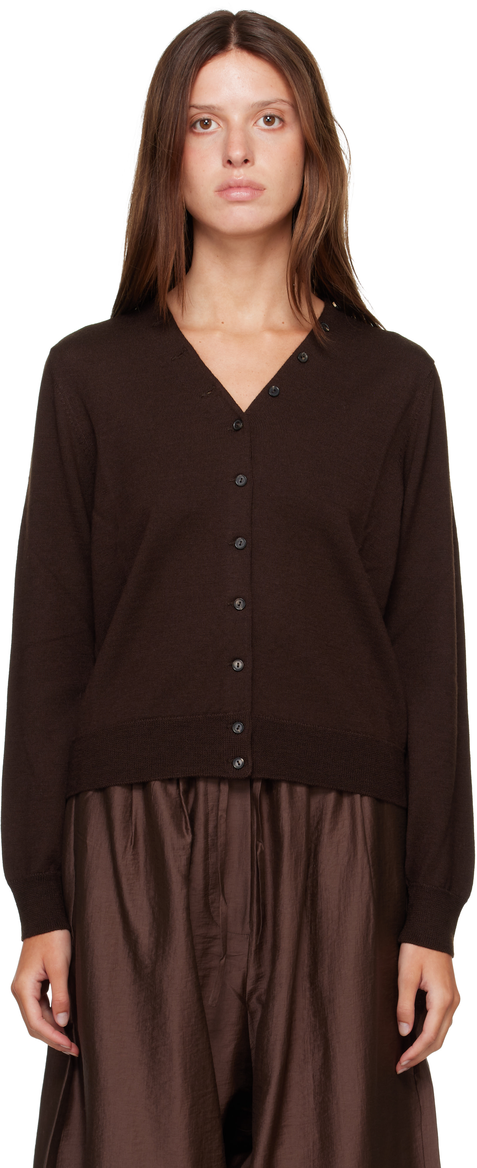 トップス ENNOY BUTTON CARDIGAN BROWN Cordera: Brown Merino Wool Button Cardigan | SSENSE