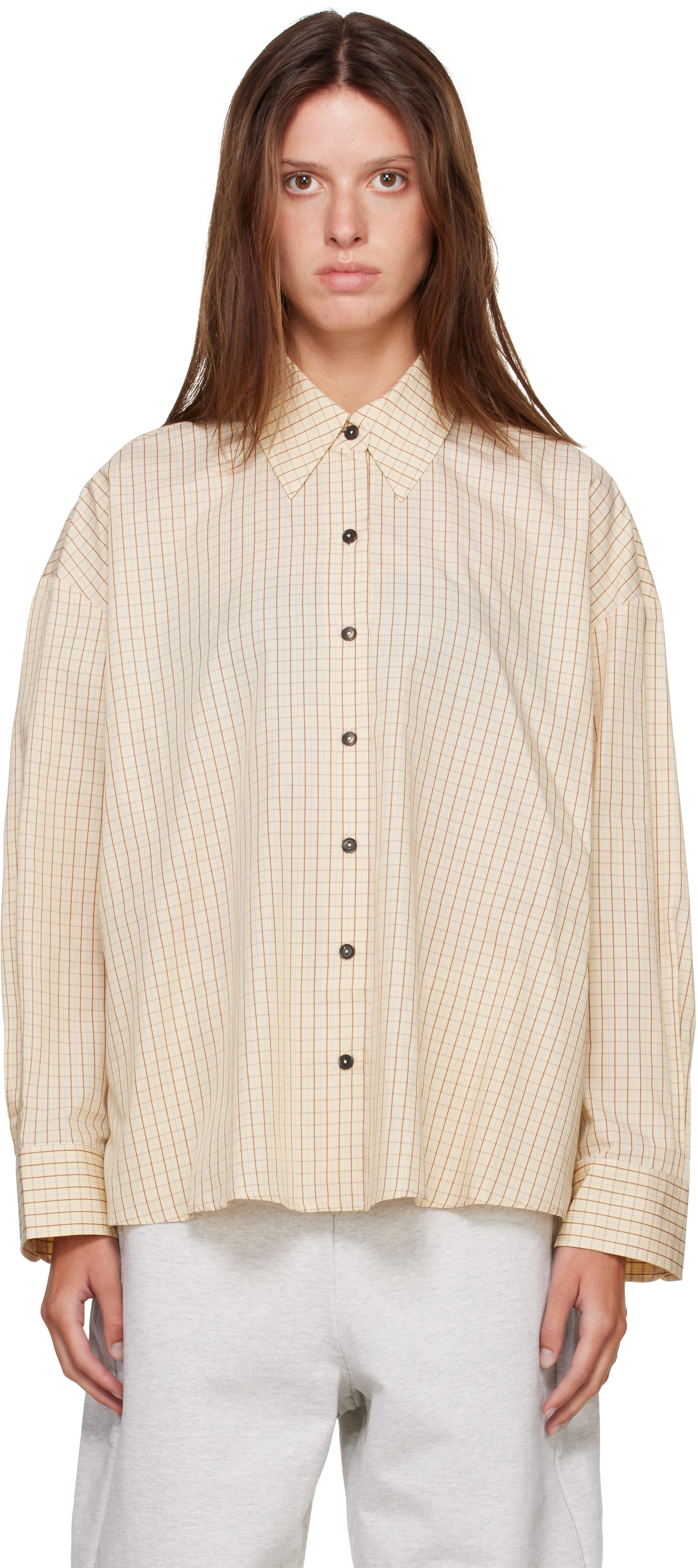 Cordera: Yellow Checked Oversized Shirt | SSENSE