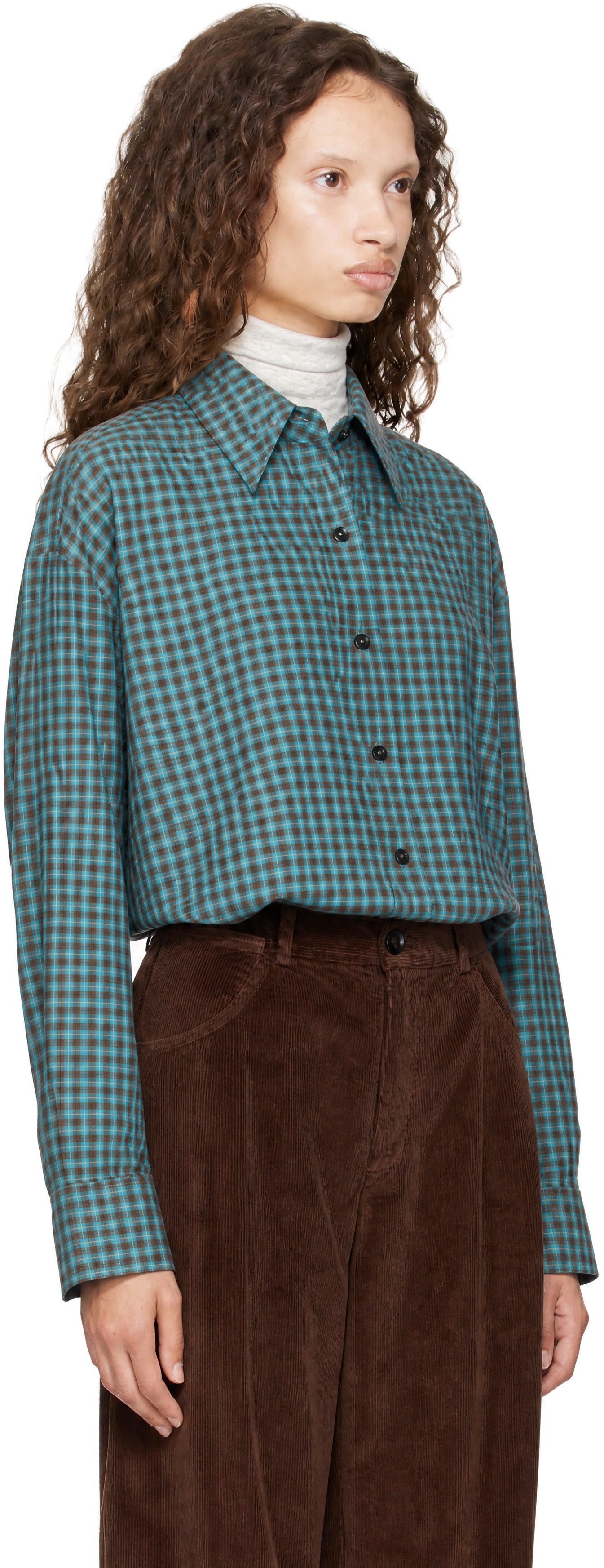 Cordera - Blue Checked Oversized Shirt
