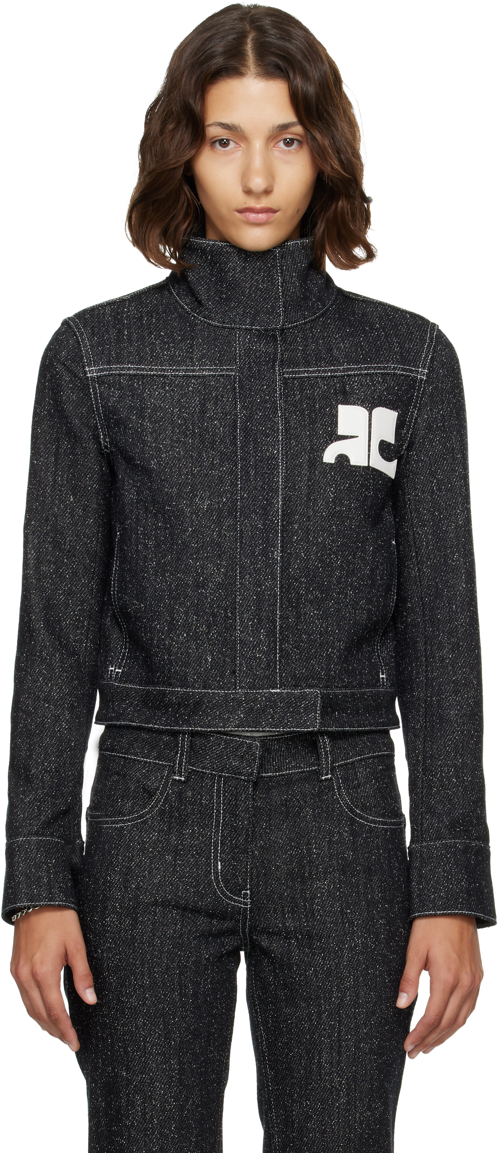 Courrèges - Blouson noir en tweed