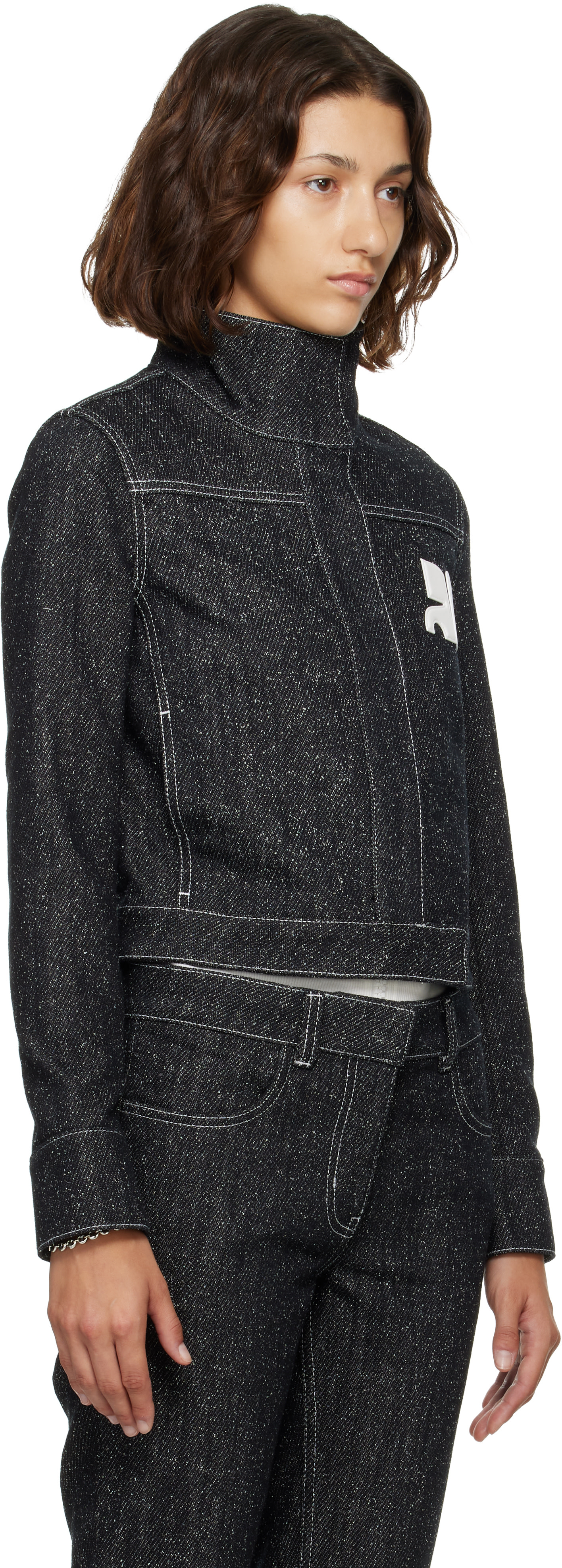 Courrèges - Blouson noir en tweed