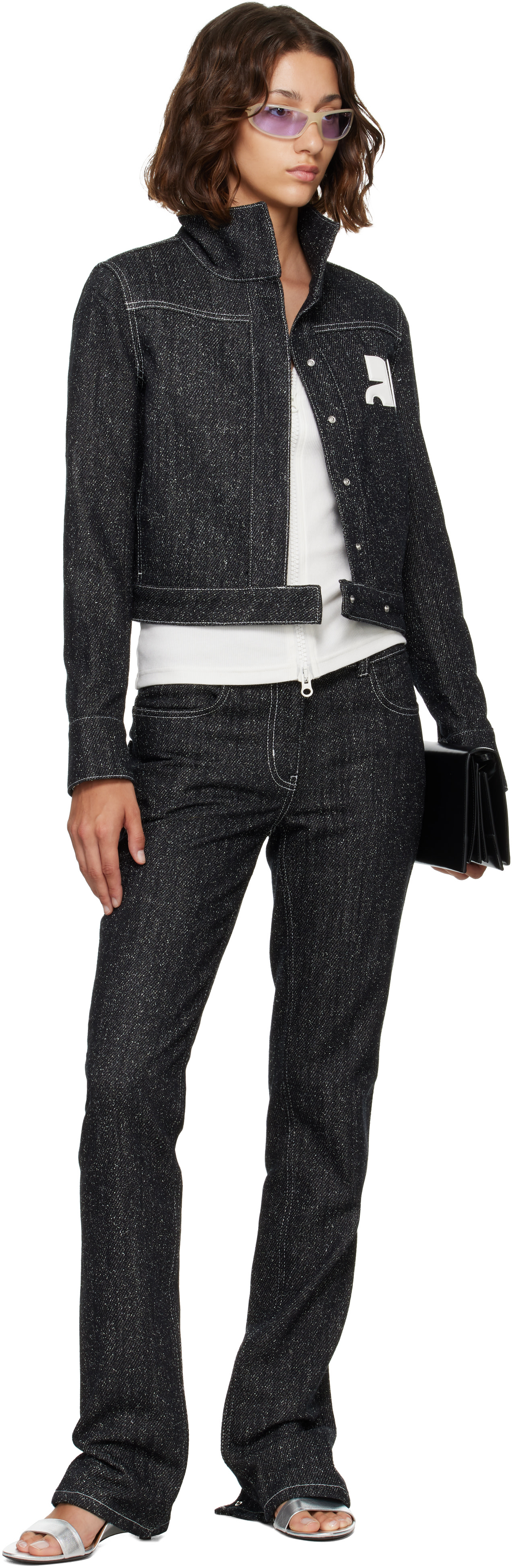 Courrèges - Blouson noir en tweed