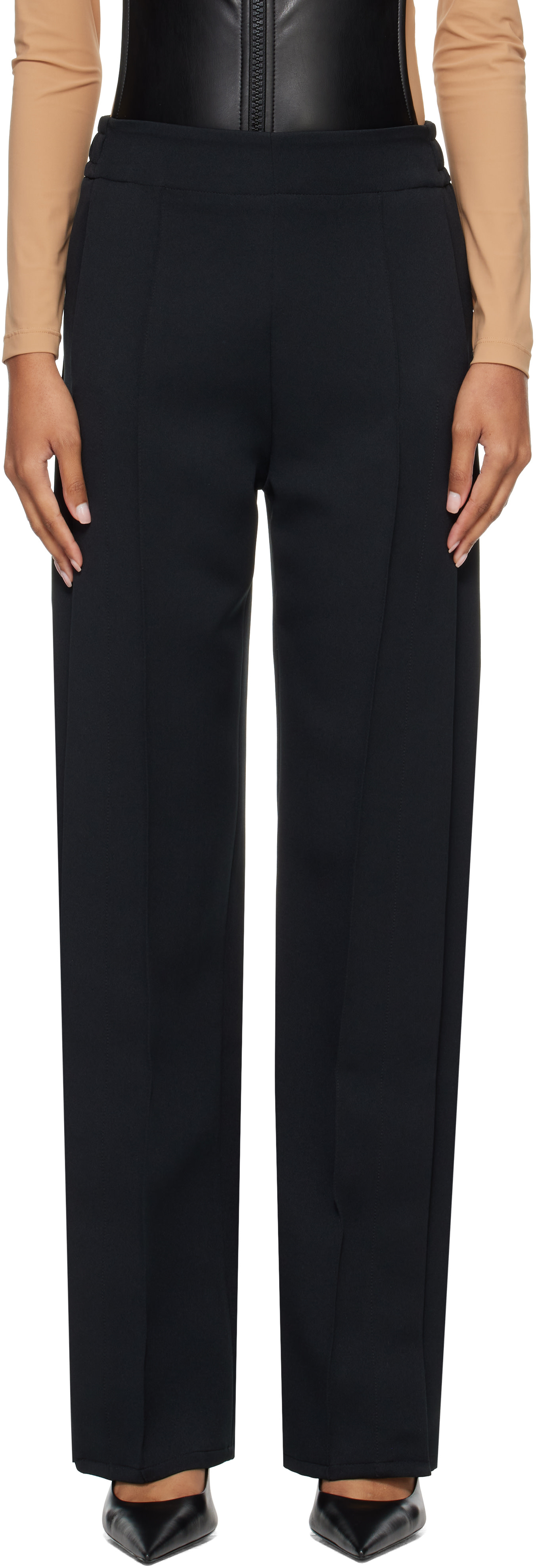 Courrèges: Black Snap Twill Flare Trousers | SSENSE
